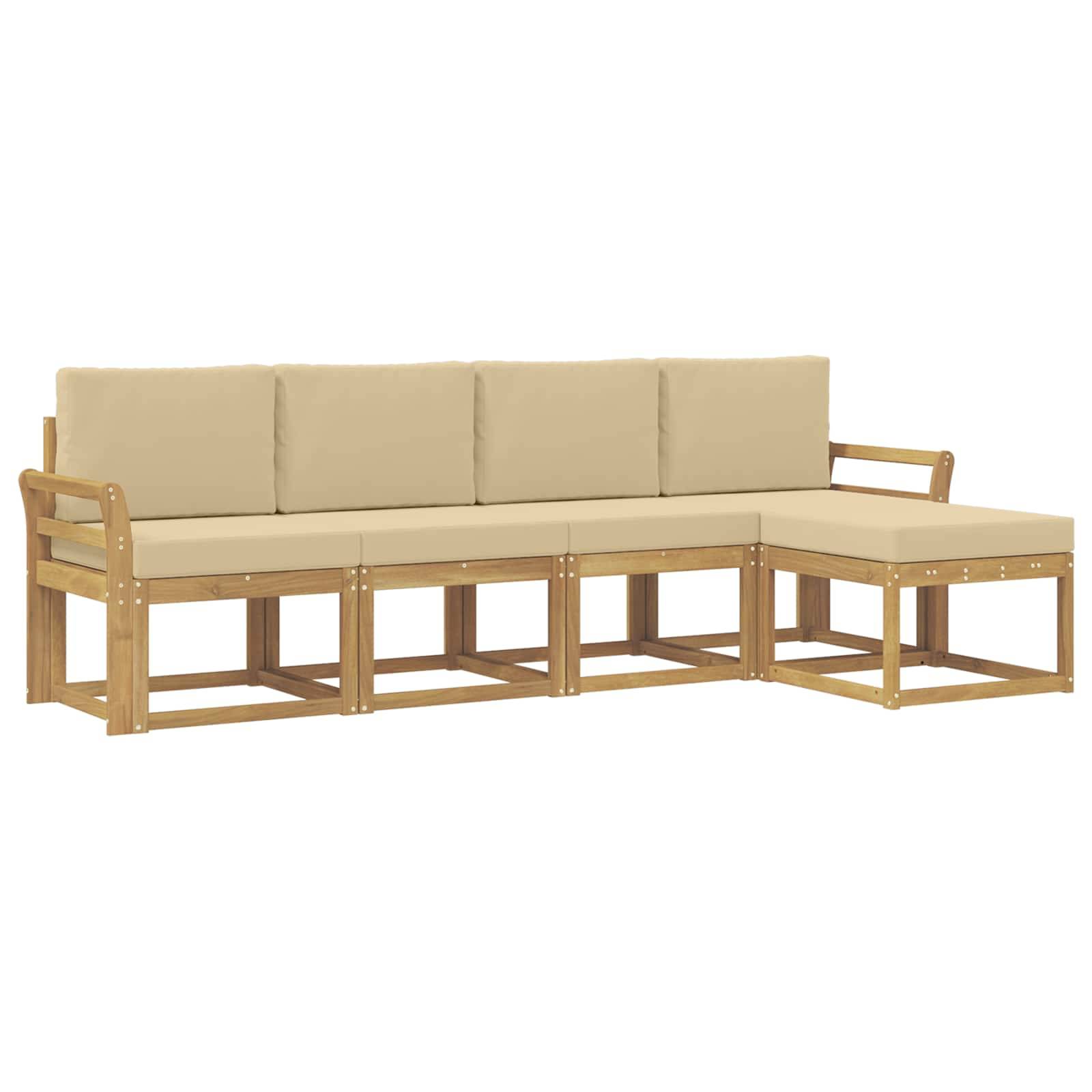 vidaXL Outdoor-Sofagarnitur mit Kissen 5 pcs Weiß und Beige
