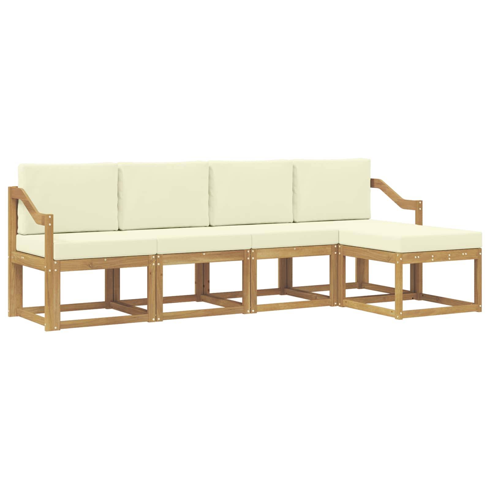 vidaXL Outdoor-Sofagarnitur mit Kissen 5 pcs Weiß und Creme