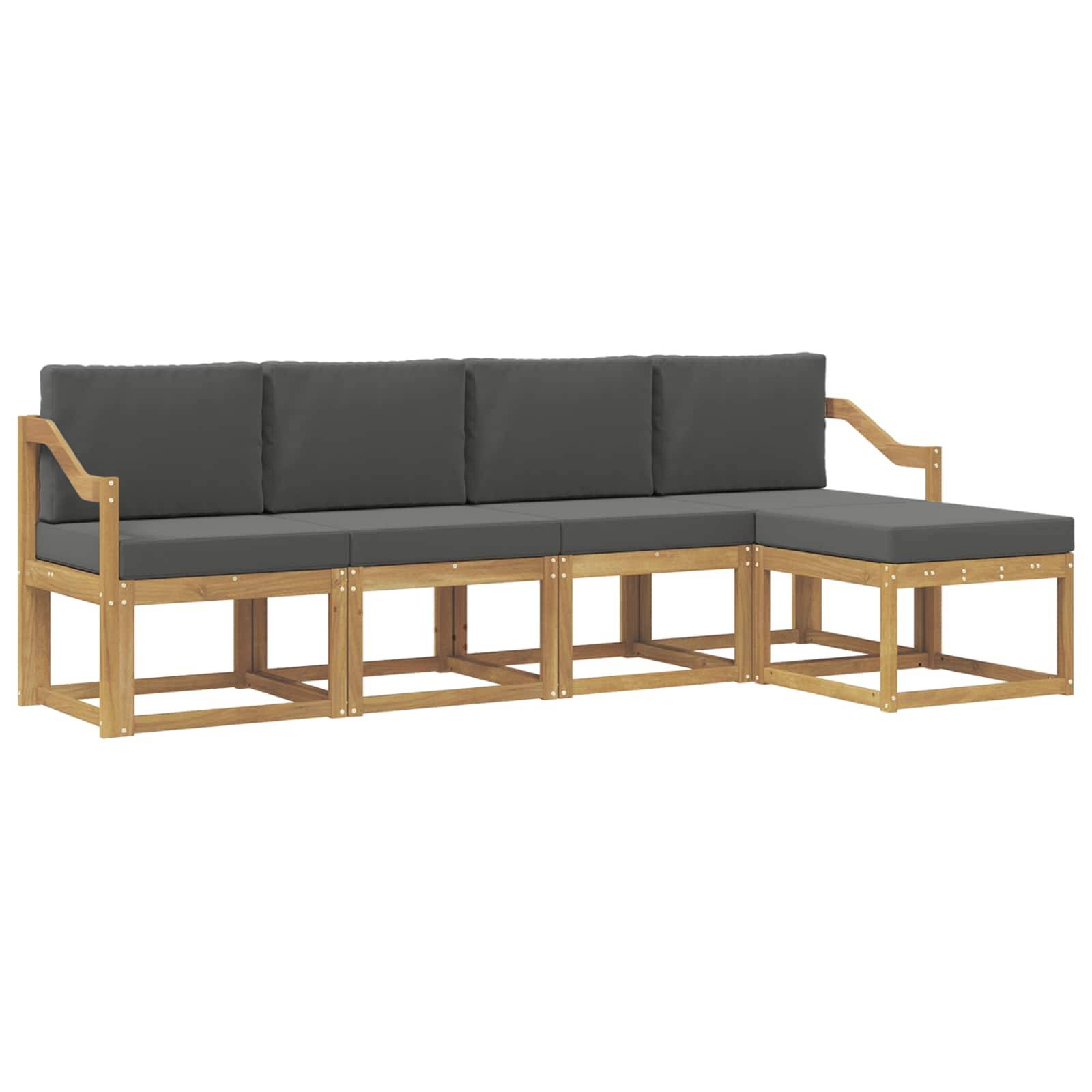 vidaXL Outdoor-Sofagarnitur mit Kissen 5 pcs Weiß und Anthrazit