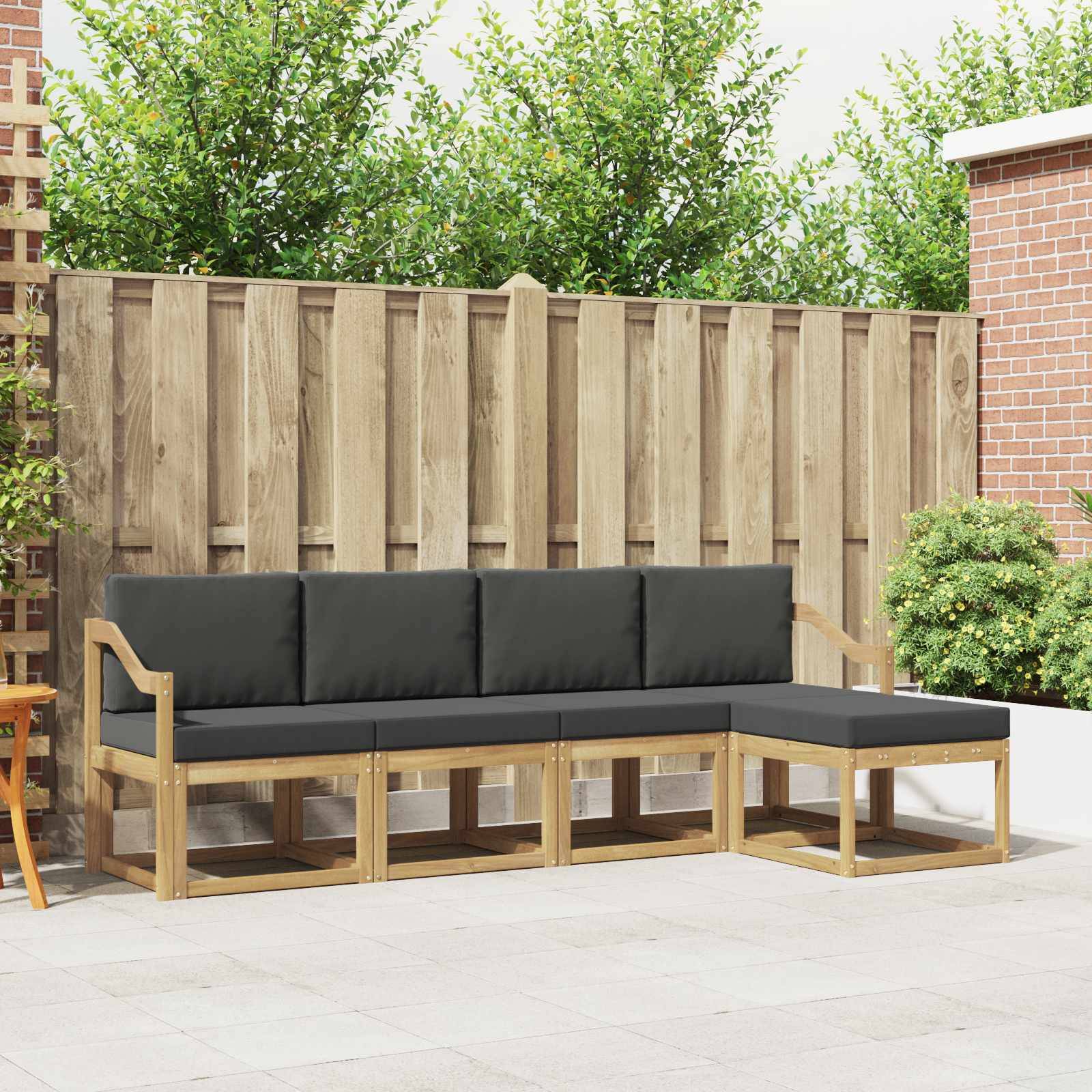 vidaXL Outdoor-Sofagarnitur mit Kissen 5 pcs Weiß und Anthrazit