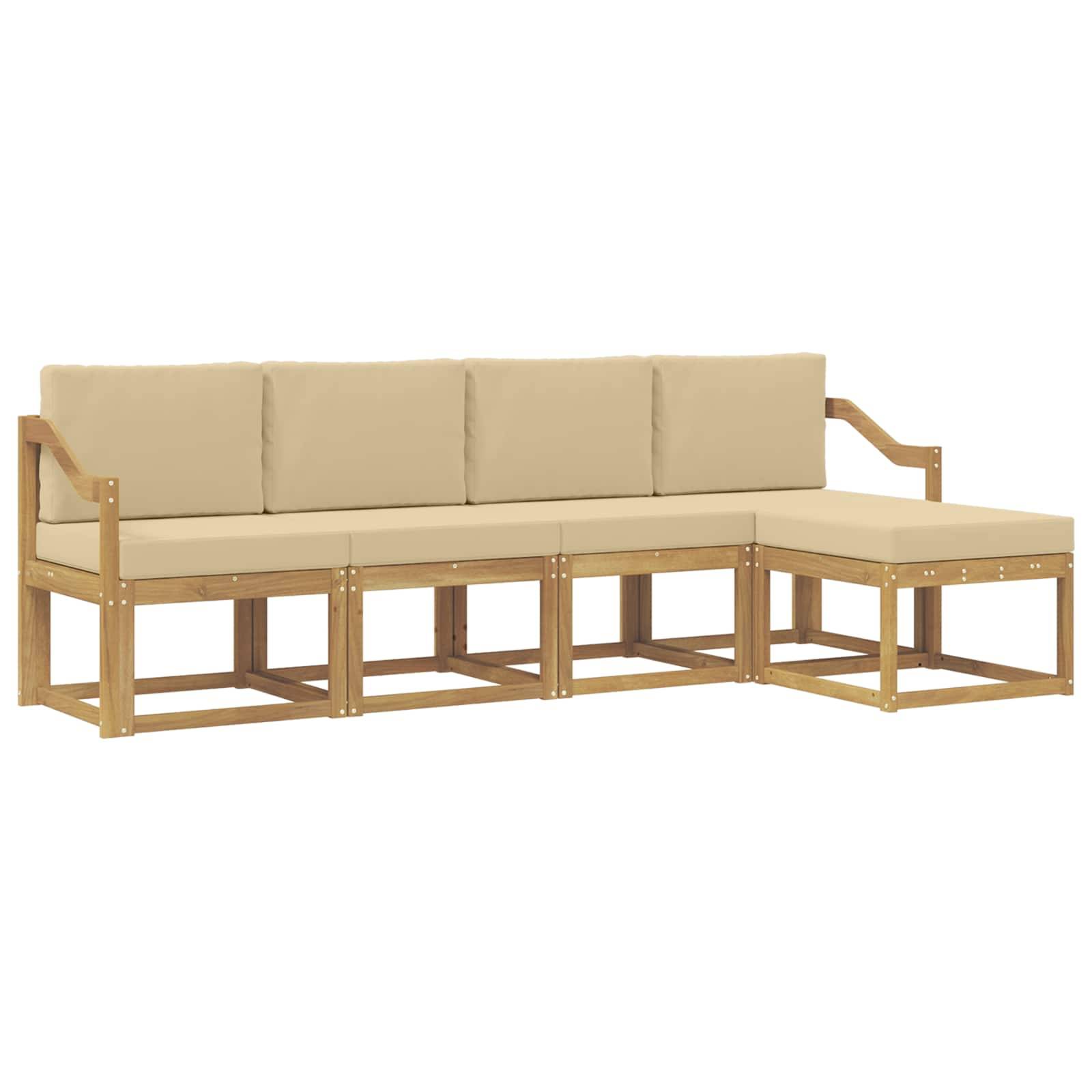 vidaXL Outdoor-Sofagarnitur mit Kissen 5 pcs Weiß und Beige