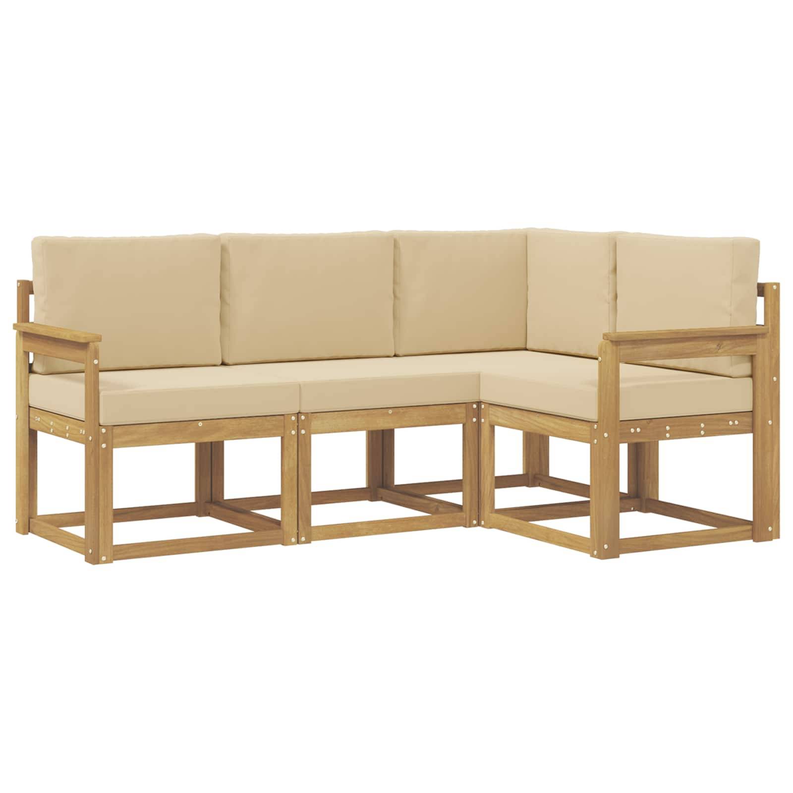 vidaXL Outdoor-Sofagarnitur mit Kissen 4 pcs Weiß und Beige