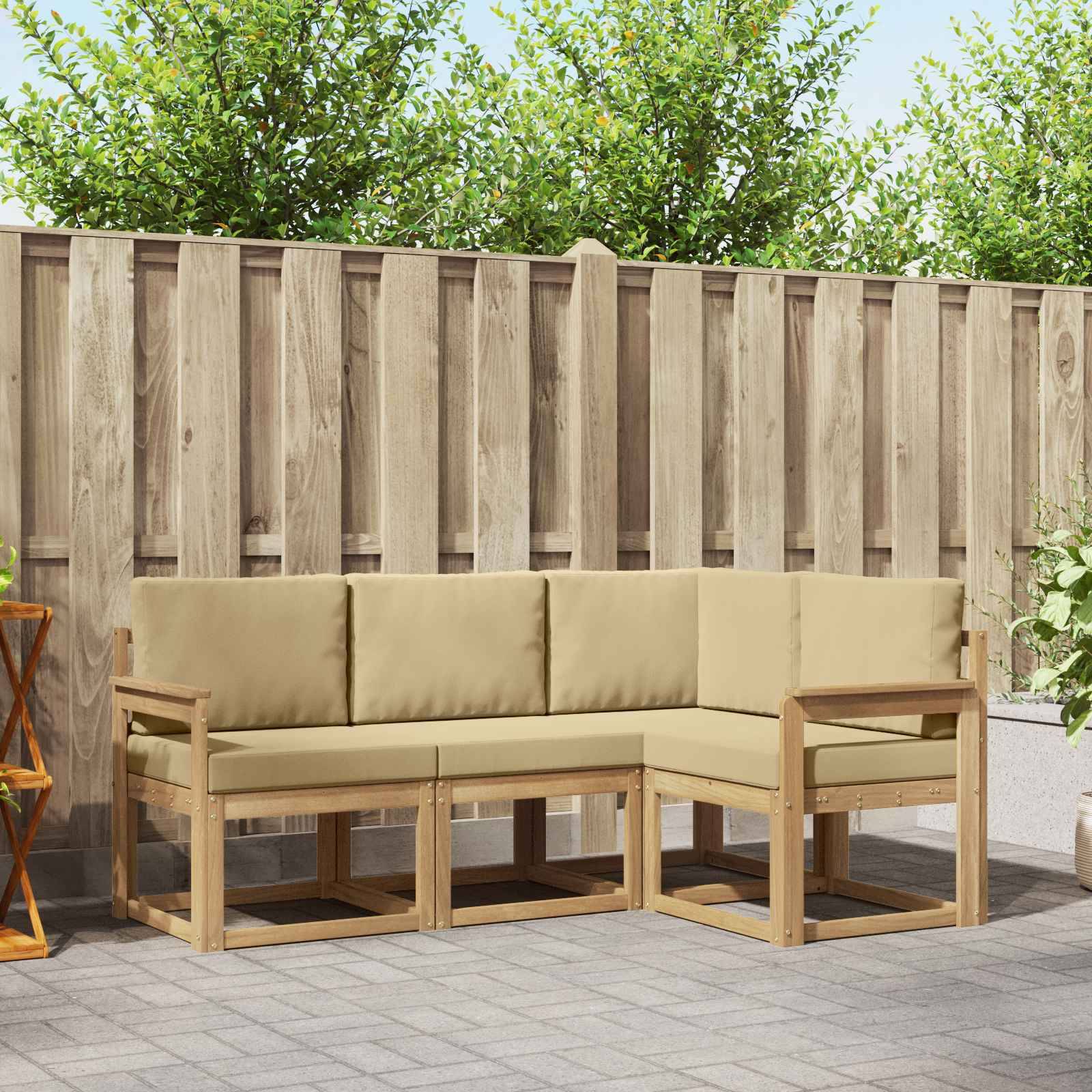 vidaXL Outdoor-Sofagarnitur mit Kissen 4 pcs Weiß und Beige