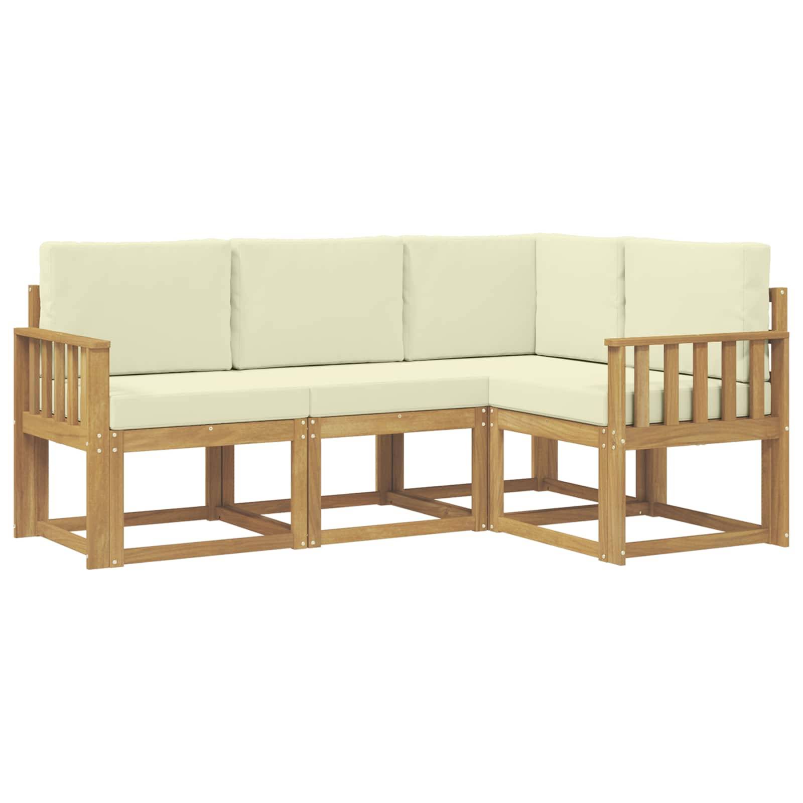 vidaXL Outdoor-Sofagarnitur mit Kissen 4 pcs Weiß und Creme
