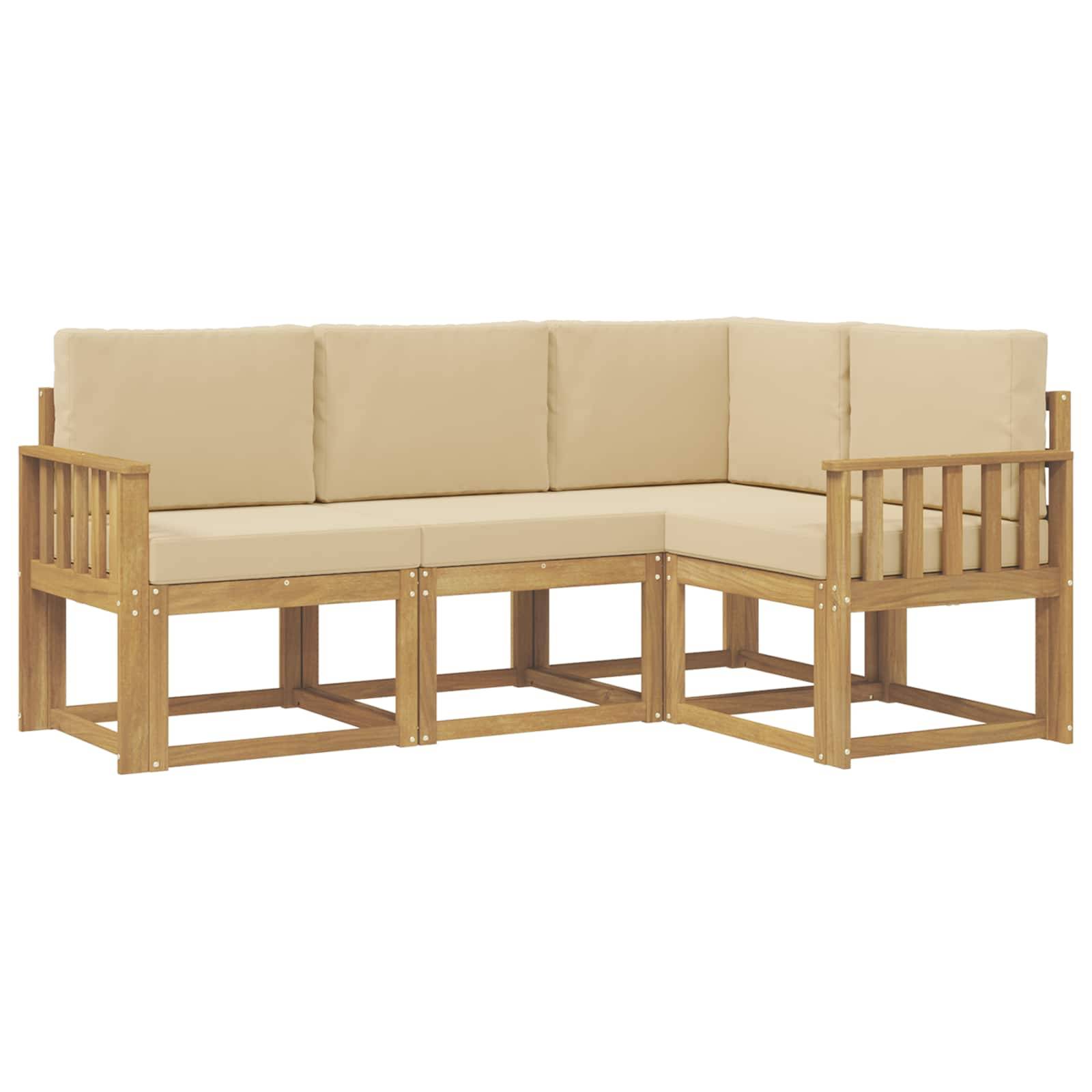 vidaXL Outdoor-Sofagarnitur mit Kissen 4 pcs Weiß und Beige