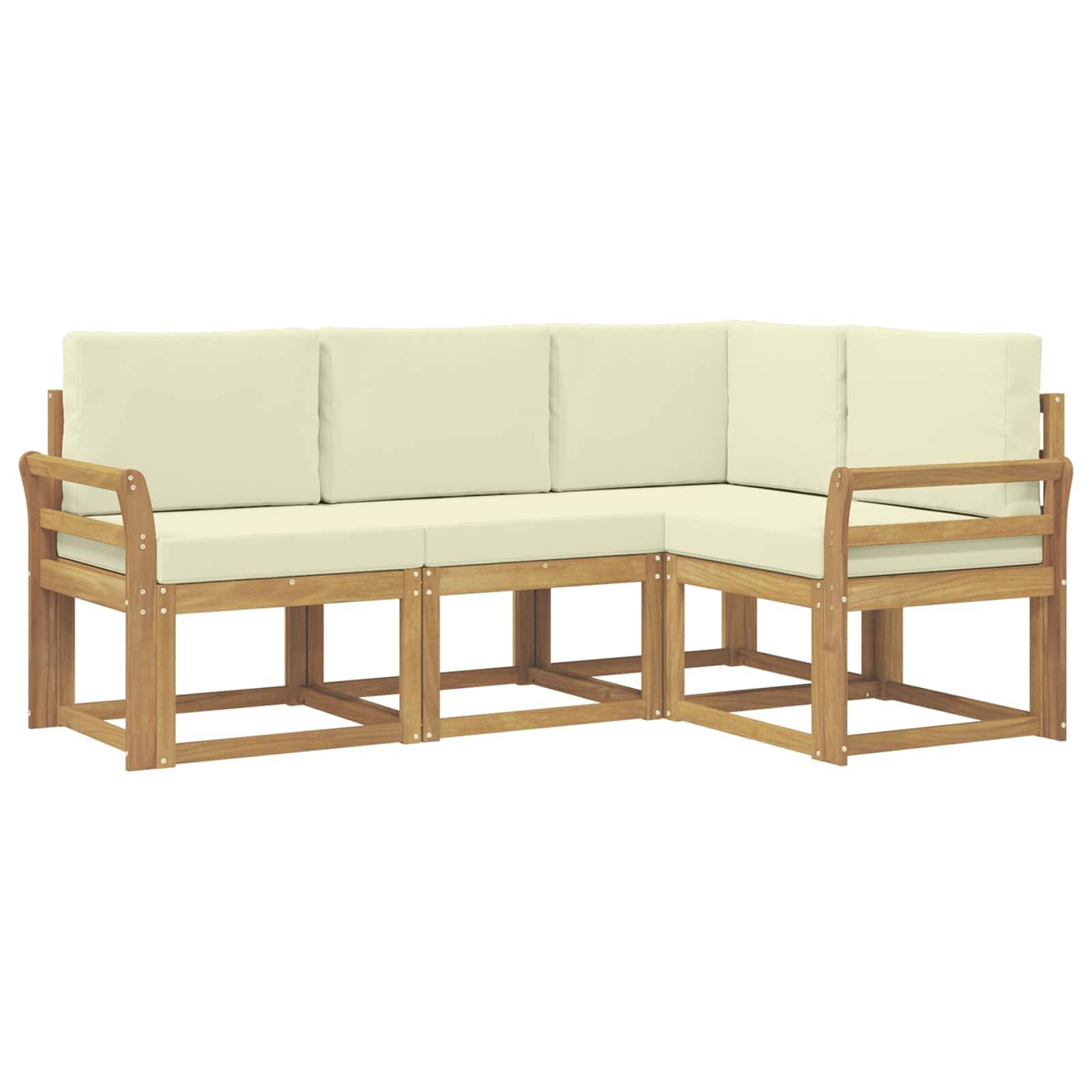 vidaXL Outdoor-Sofagarnitur mit Kissen 4 pcs Weiß und Creme