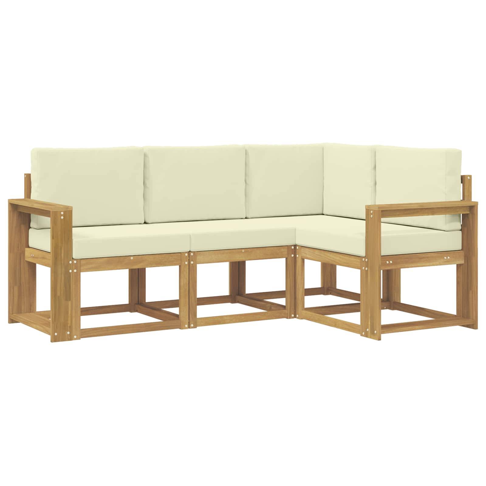 vidaXL Outdoor-Sofagarnitur mit Kissen 4 pcs Weiß und Creme