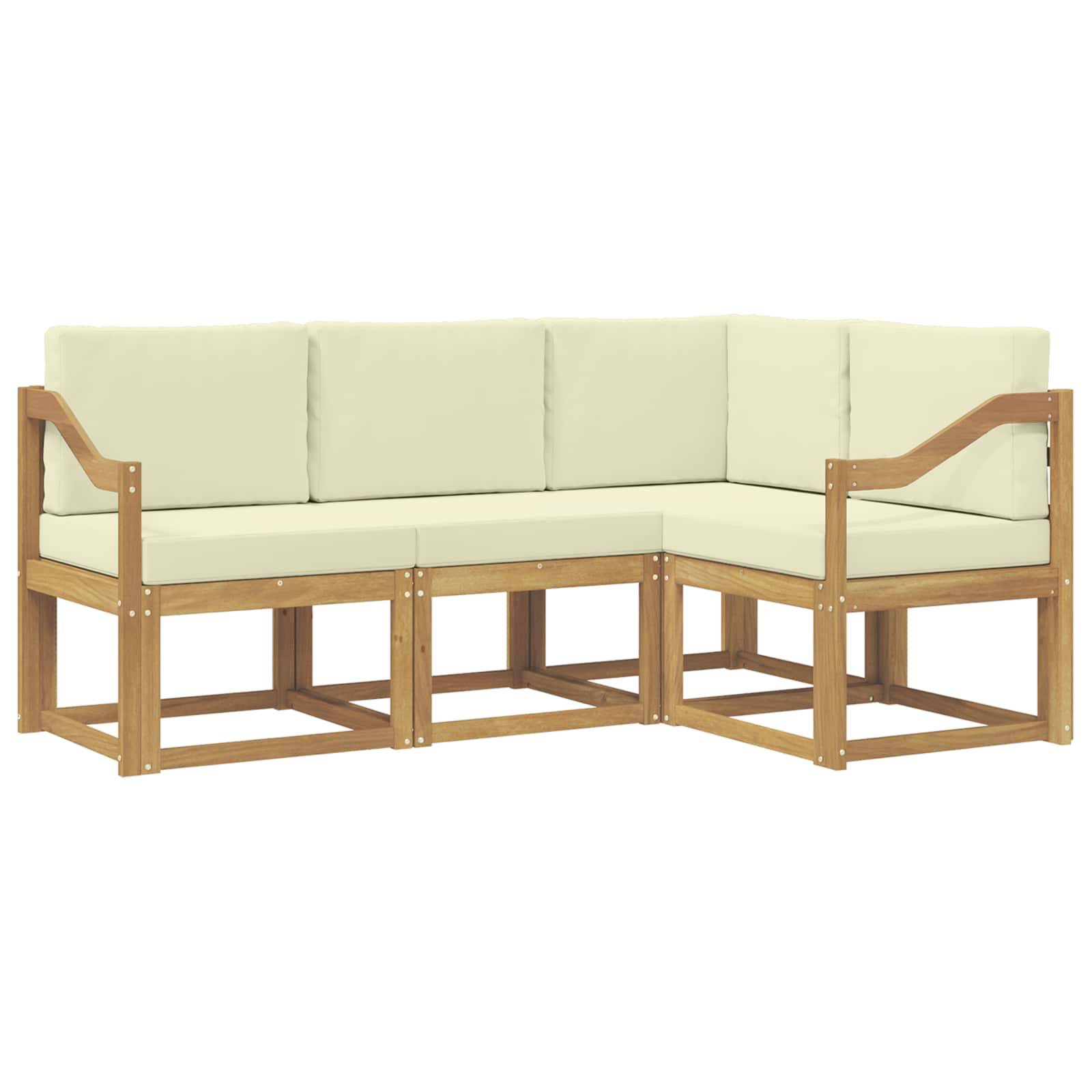 vidaXL Outdoor-Sofagarnitur mit Kissen 4 pcs Weiß und Creme