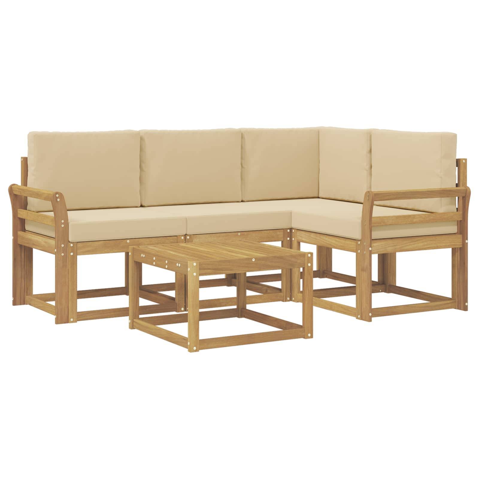 vidaXL Outdoor-Sofagarnitur mit Kissen 5 pcs Weiß und Beige