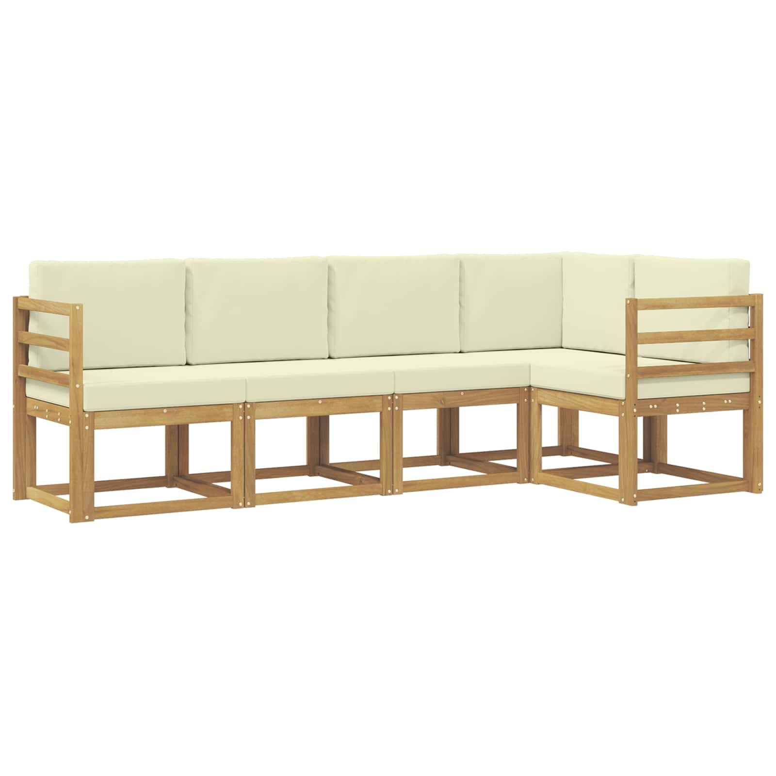 vidaXL Outdoor-Sofagarnitur mit Kissen 5 pcs Weiß und Creme