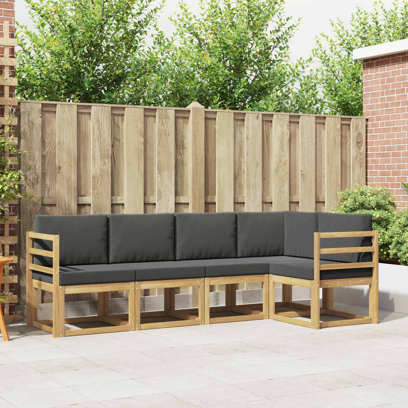 vidaXL Outdoor-Sofagarnitur mit Kissen 5 pcs Weiß und Anthrazit
