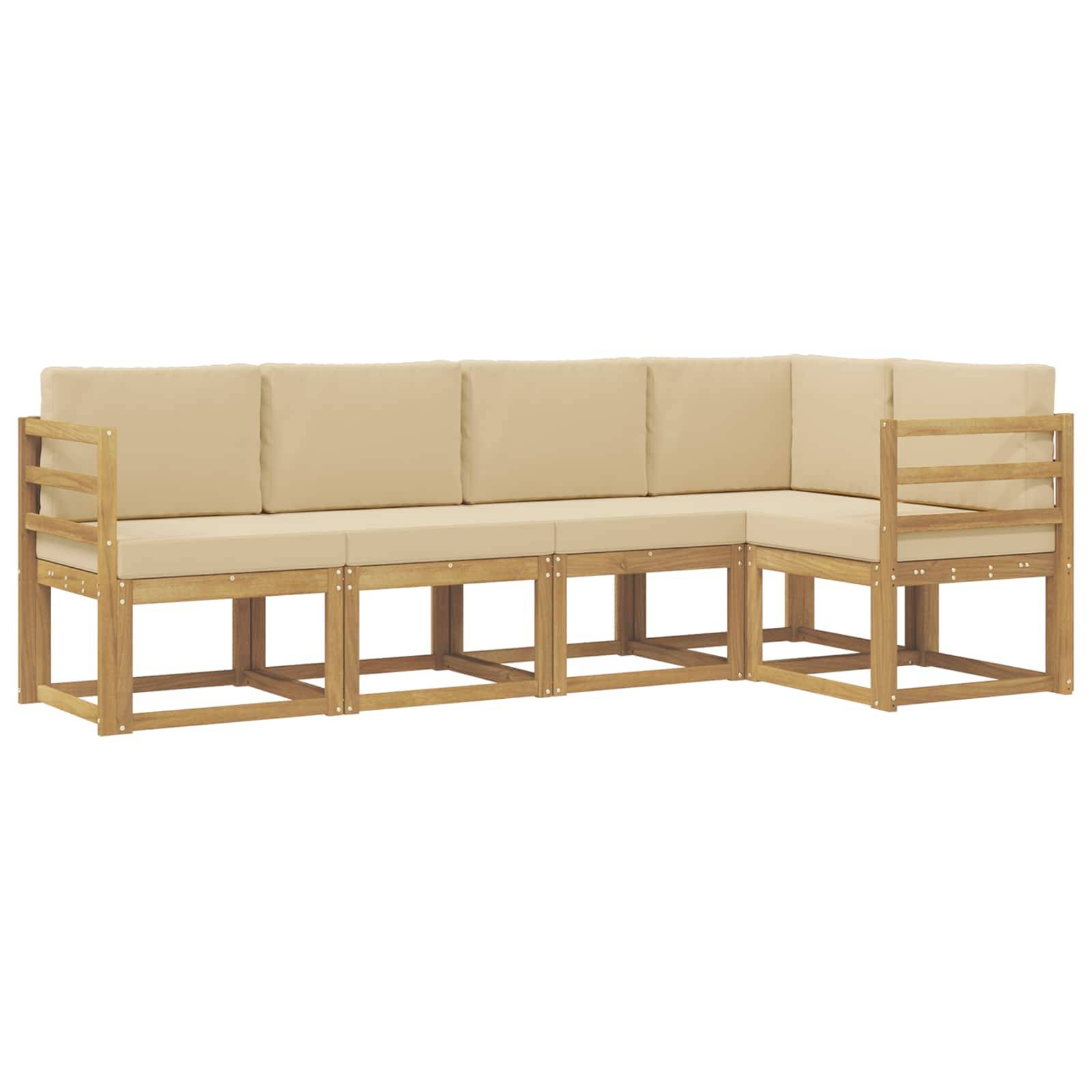 vidaXL Outdoor-Sofagarnitur mit Kissen 5 pcs Weiß und Beige