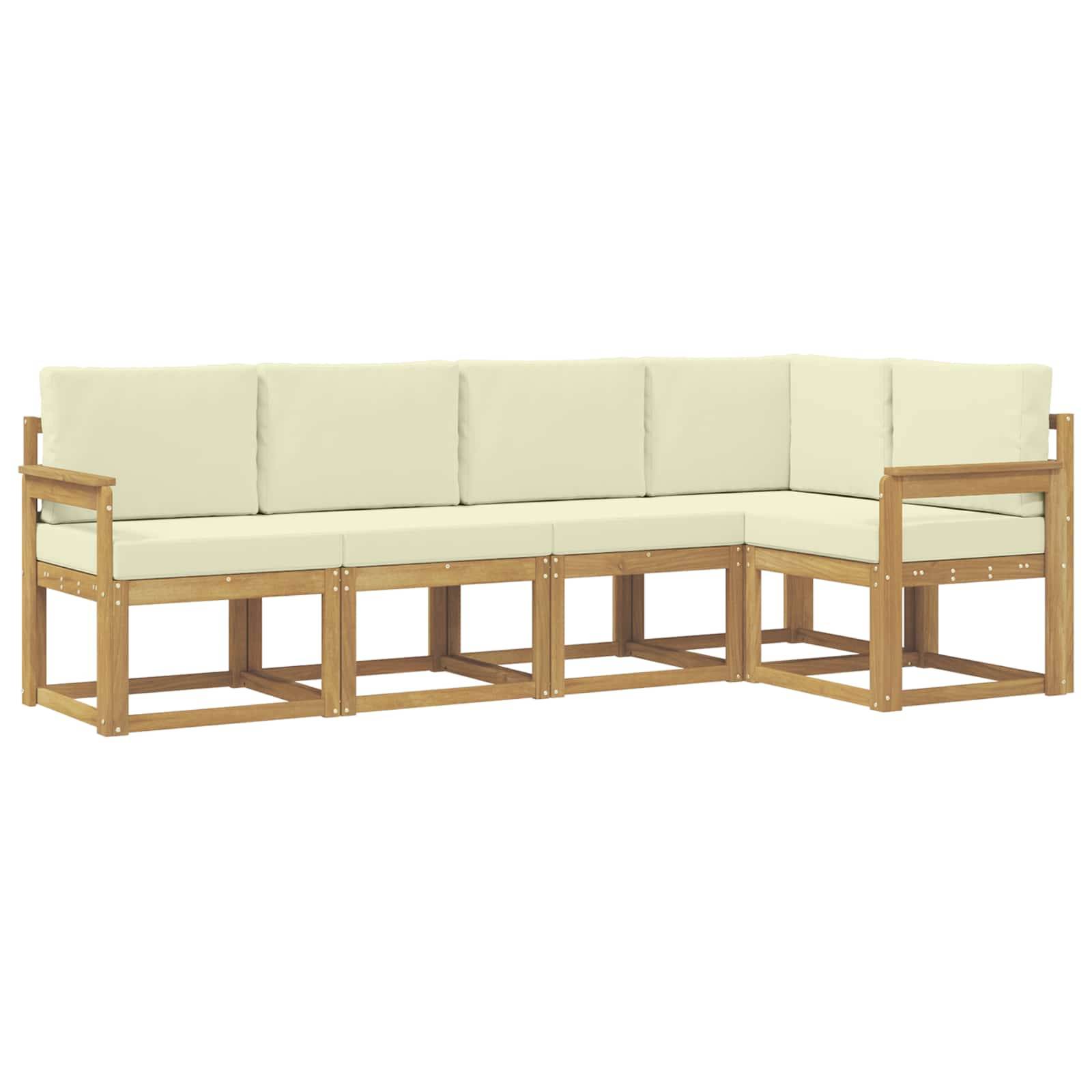vidaXL Outdoor-Sofagarnitur mit Kissen 5 pcs Weiß und Creme