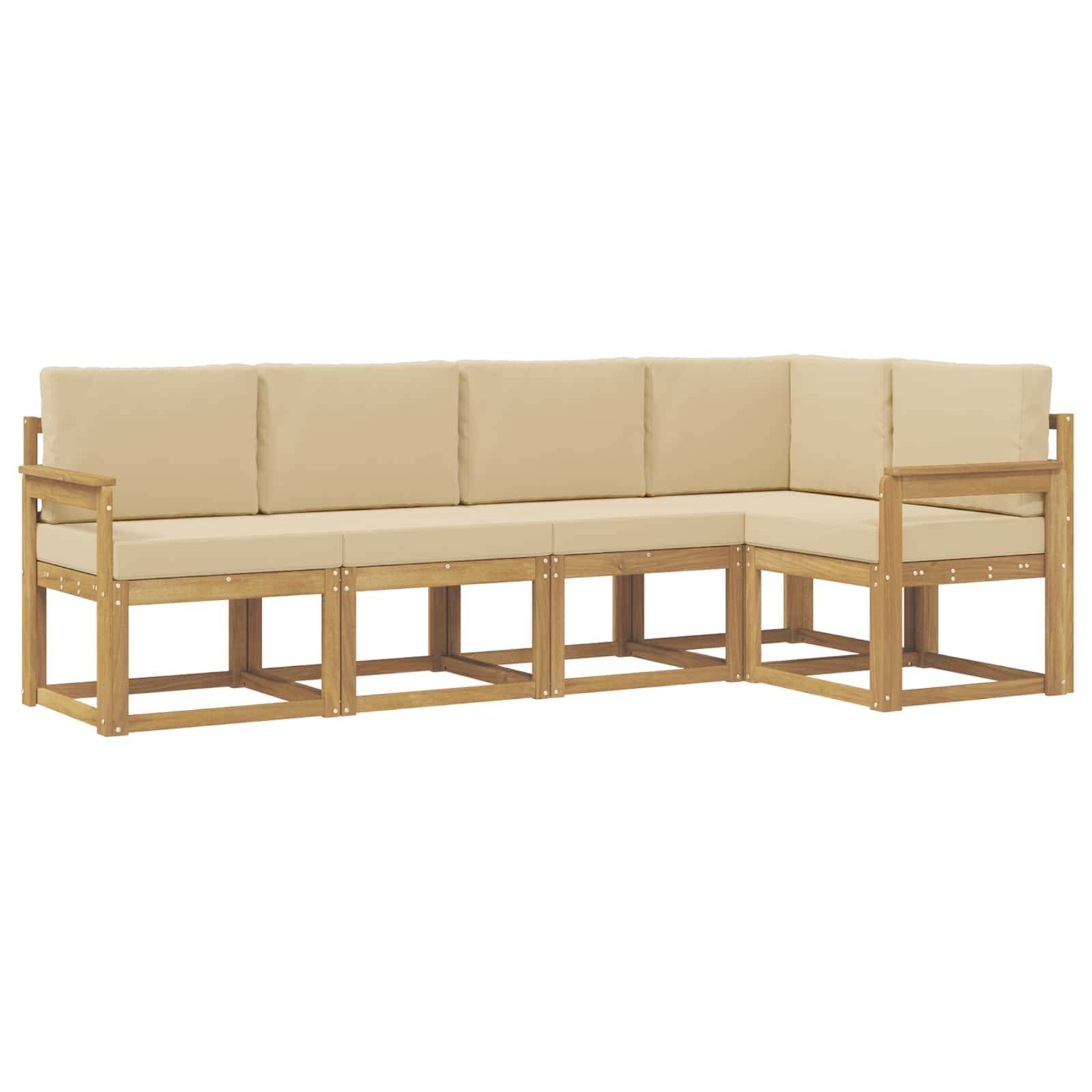 vidaXL Outdoor-Sofagarnitur mit Kissen 5 pcs Weiß und Beige
