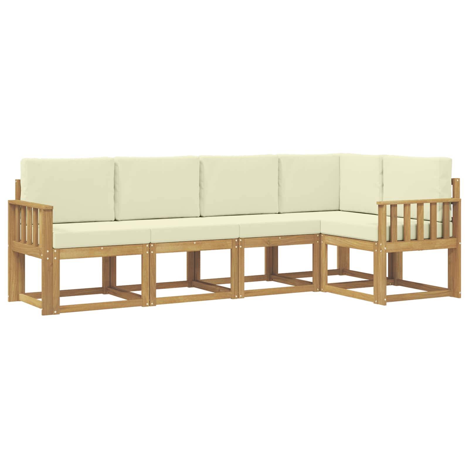 vidaXL Outdoor-Sofagarnitur mit Kissen 5 pcs Weiß und Creme