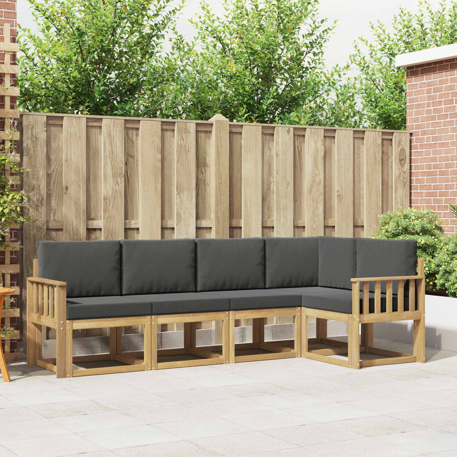 vidaXL Outdoor-Sofagarnitur mit Kissen 5 pcs Weiß und Anthrazit