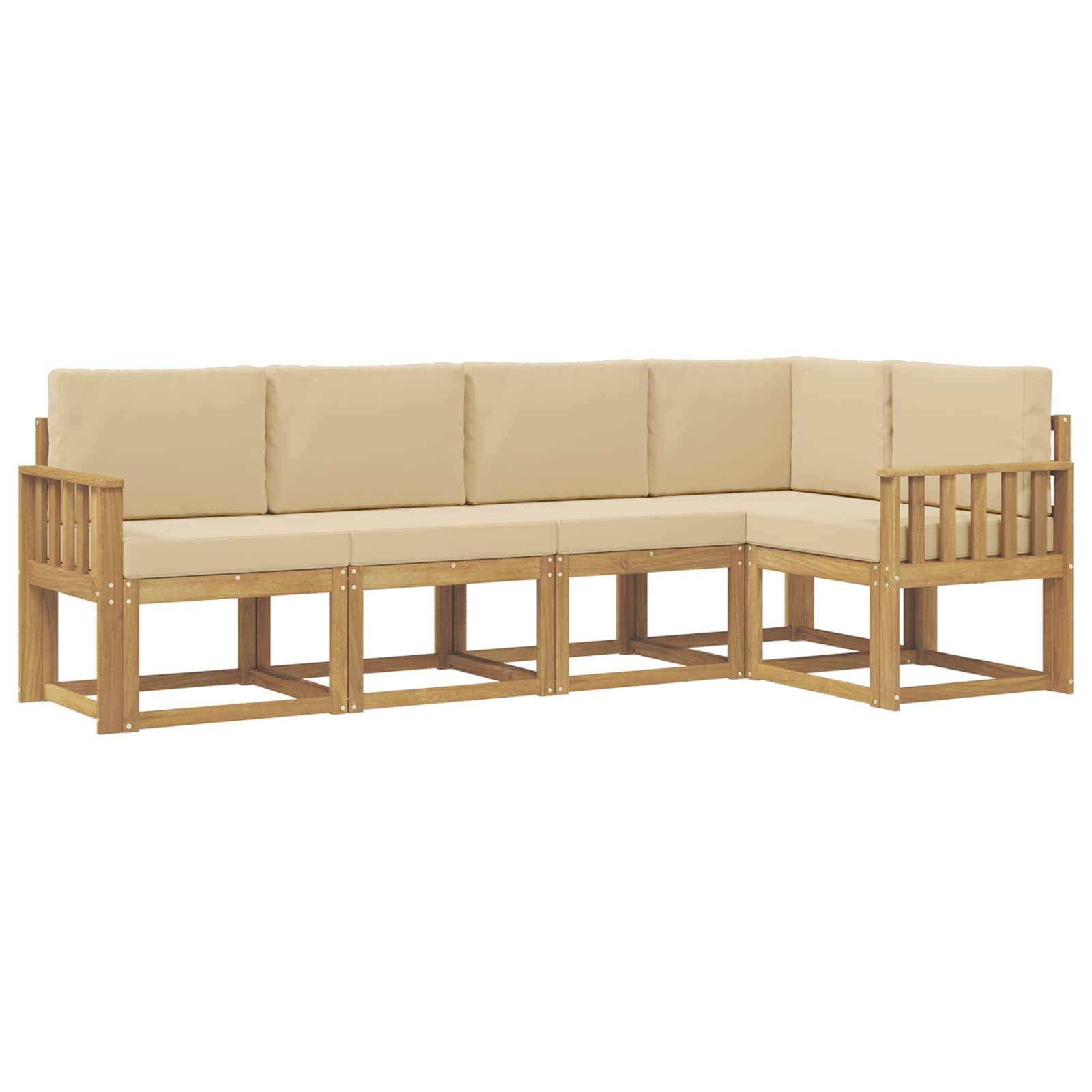 vidaXL Outdoor-Sofagarnitur mit Kissen 5 pcs Weiß und Beige