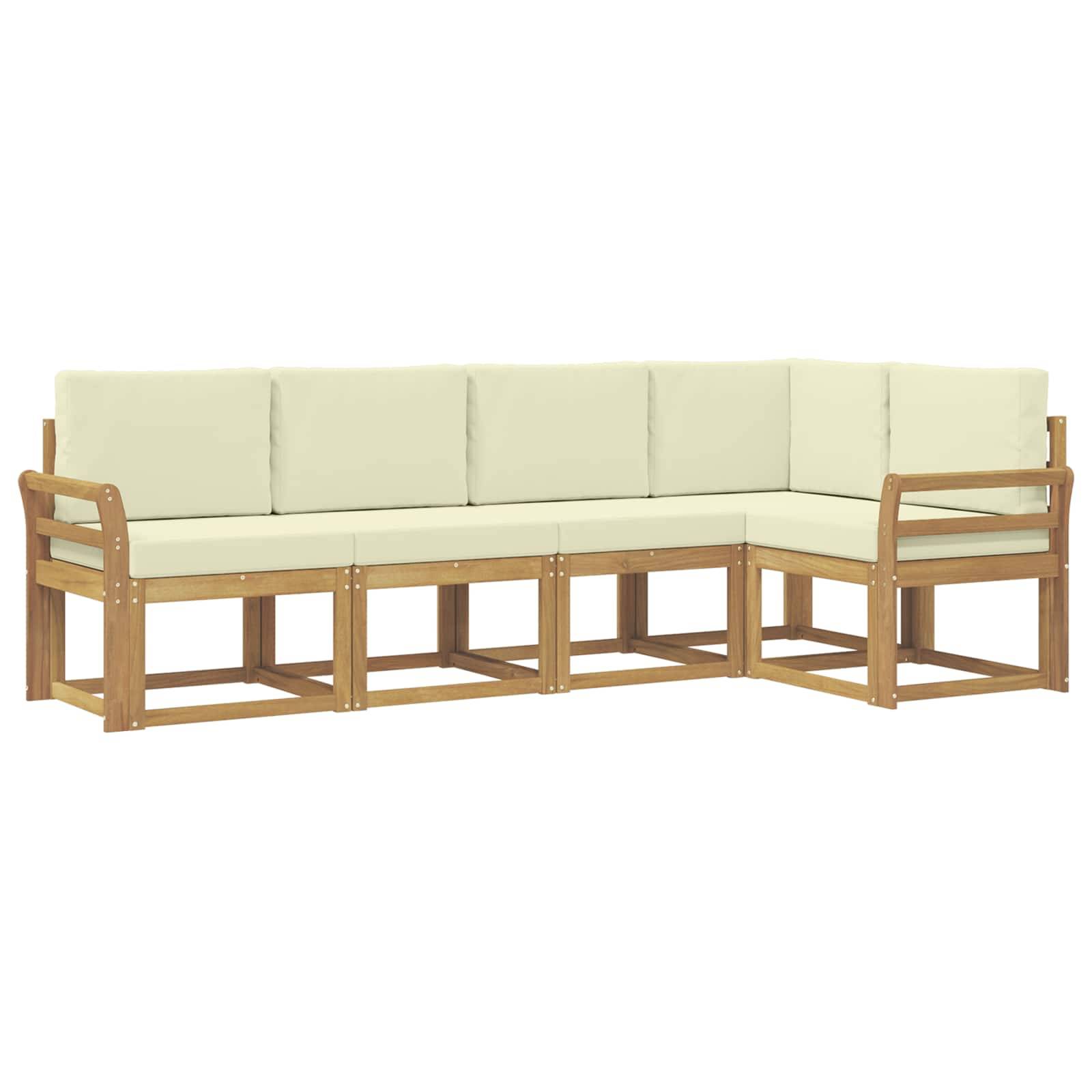 vidaXL Outdoor-Sofagarnitur mit Kissen 5 pcs Weiß und Creme
