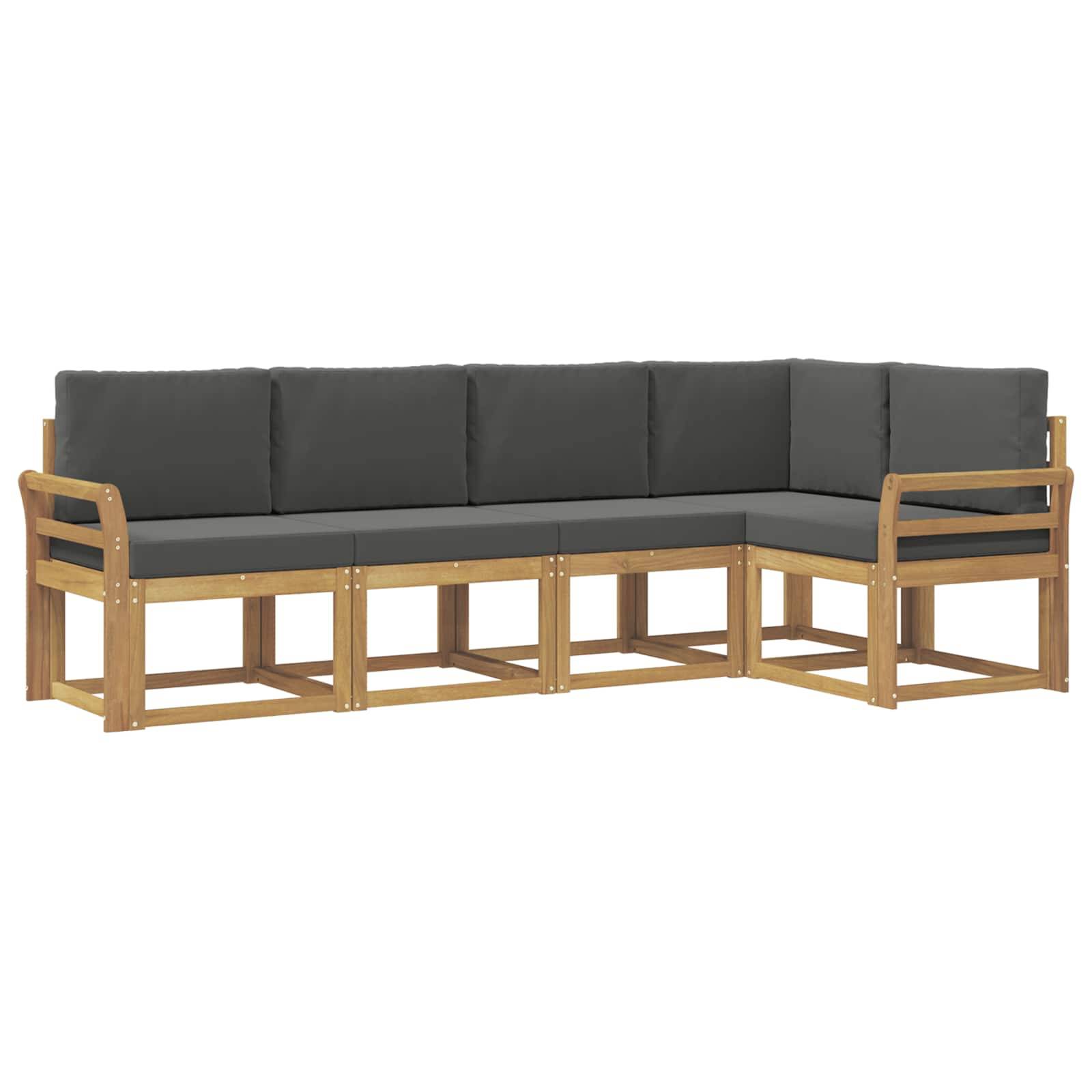 vidaXL Outdoor-Sofagarnitur mit Kissen 5 pcs Weiß und Anthrazit