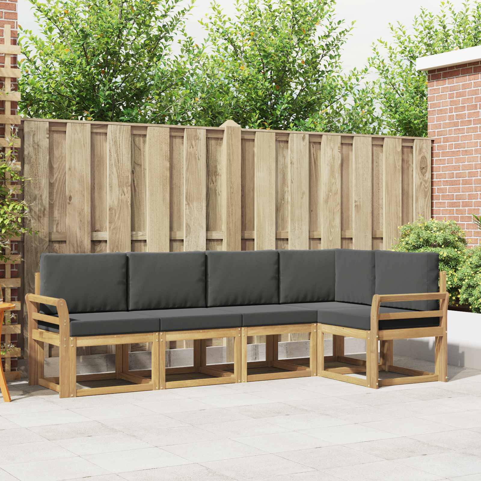 vidaXL Outdoor-Sofagarnitur mit Kissen 5 pcs Weiß und Anthrazit