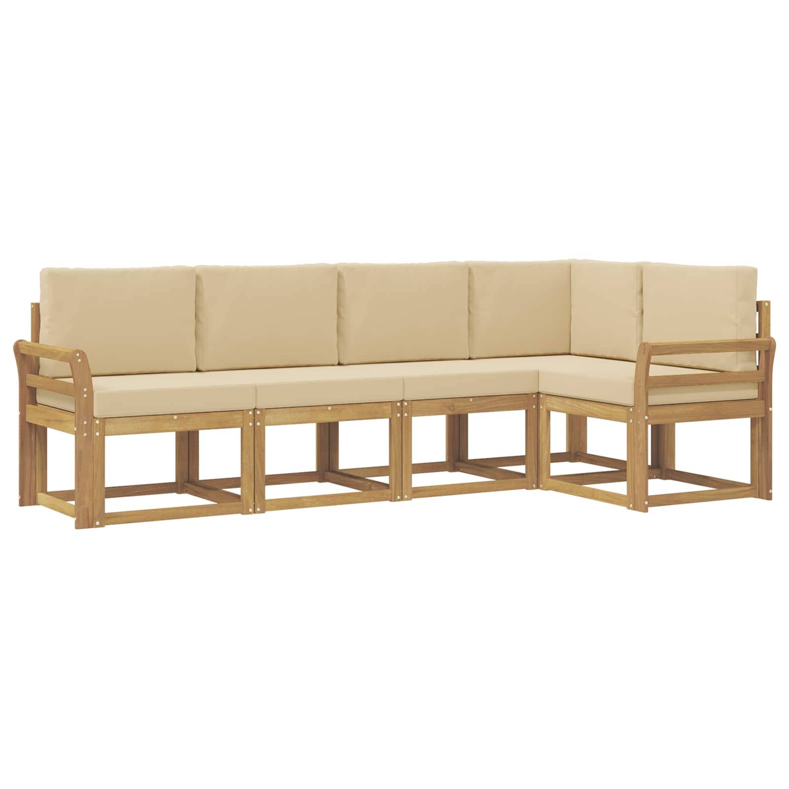 vidaXL Outdoor-Sofagarnitur mit Kissen 5 pcs Weiß und Beige