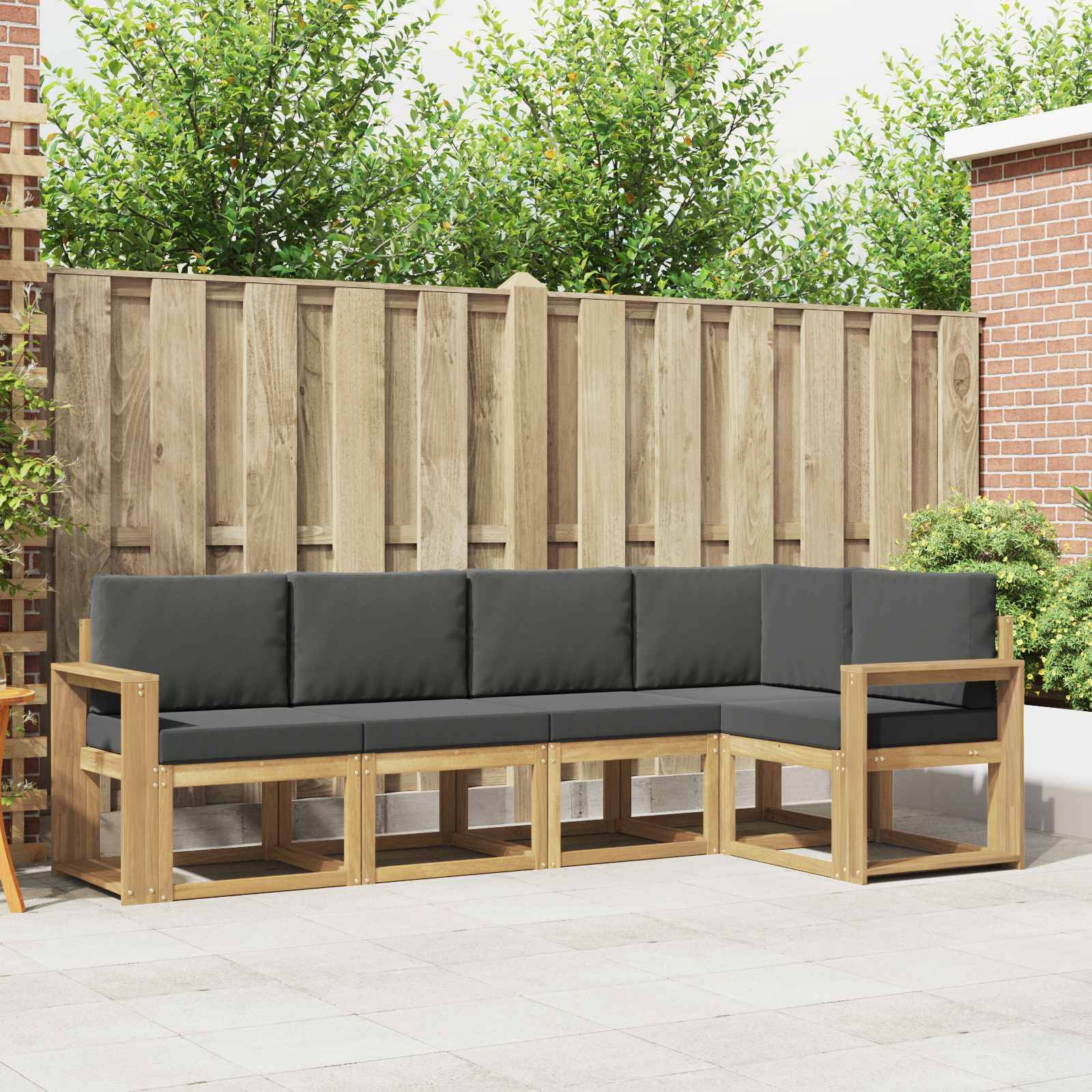 vidaXL Outdoor-Sofagarnitur mit Kissen 5 pcs Weiß und Anthrazit