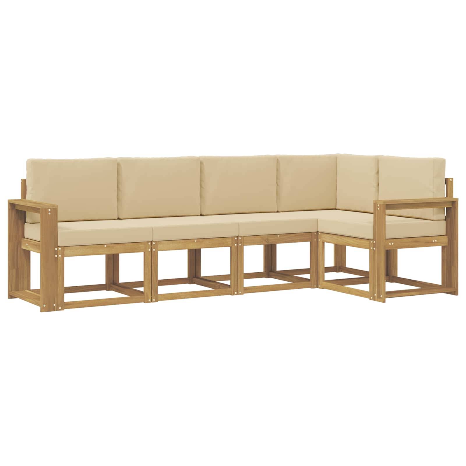 vidaXL Outdoor-Sofagarnitur mit Kissen 5 pcs Weiß und Beige