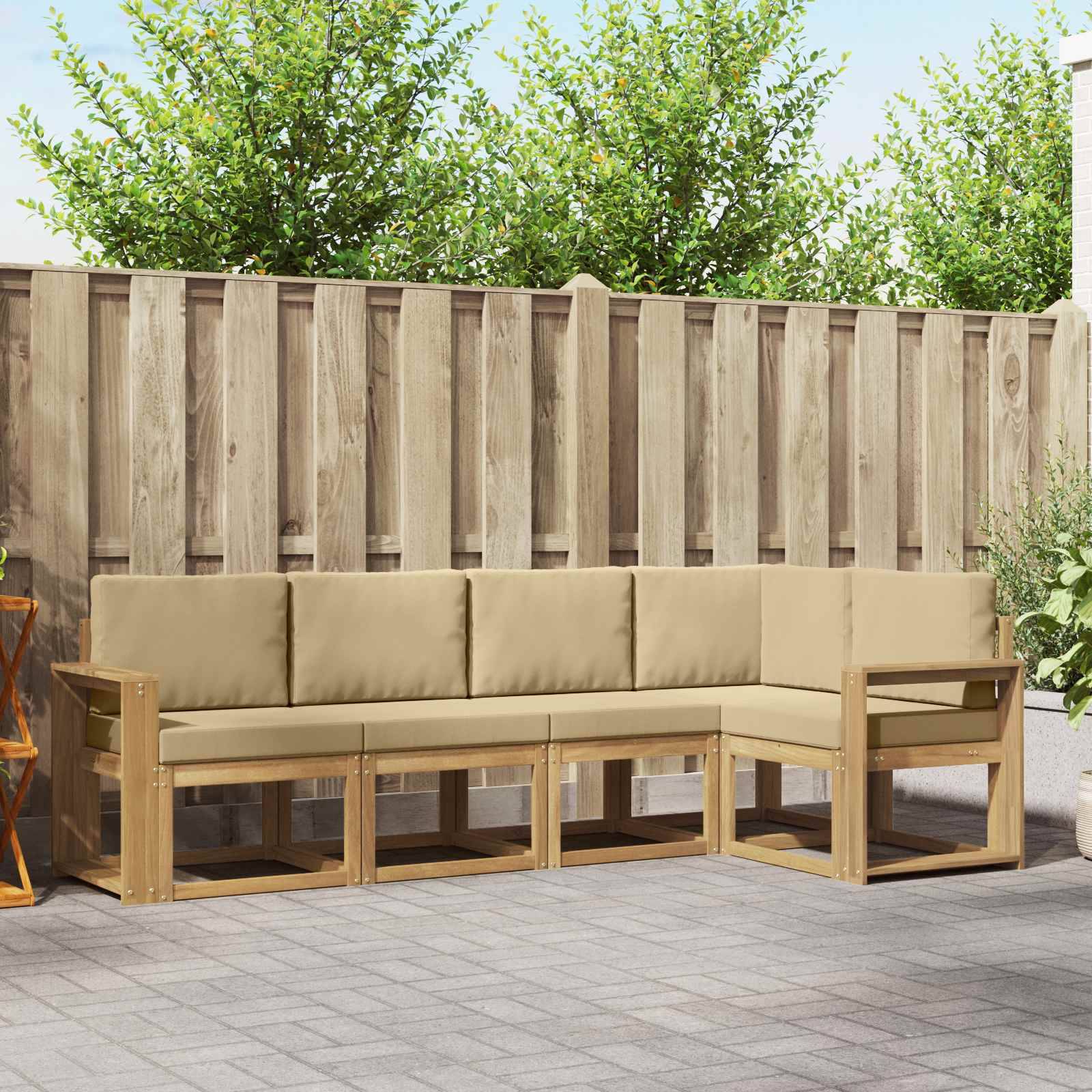 vidaXL Outdoor-Sofagarnitur mit Kissen 5 pcs Weiß und Beige