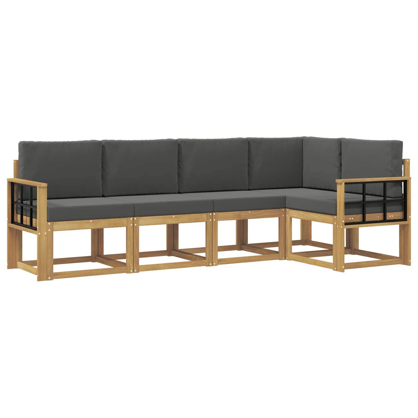vidaXL Outdoor-Sofagarnitur mit Kissen 5 pcs Weiß und Anthrazit