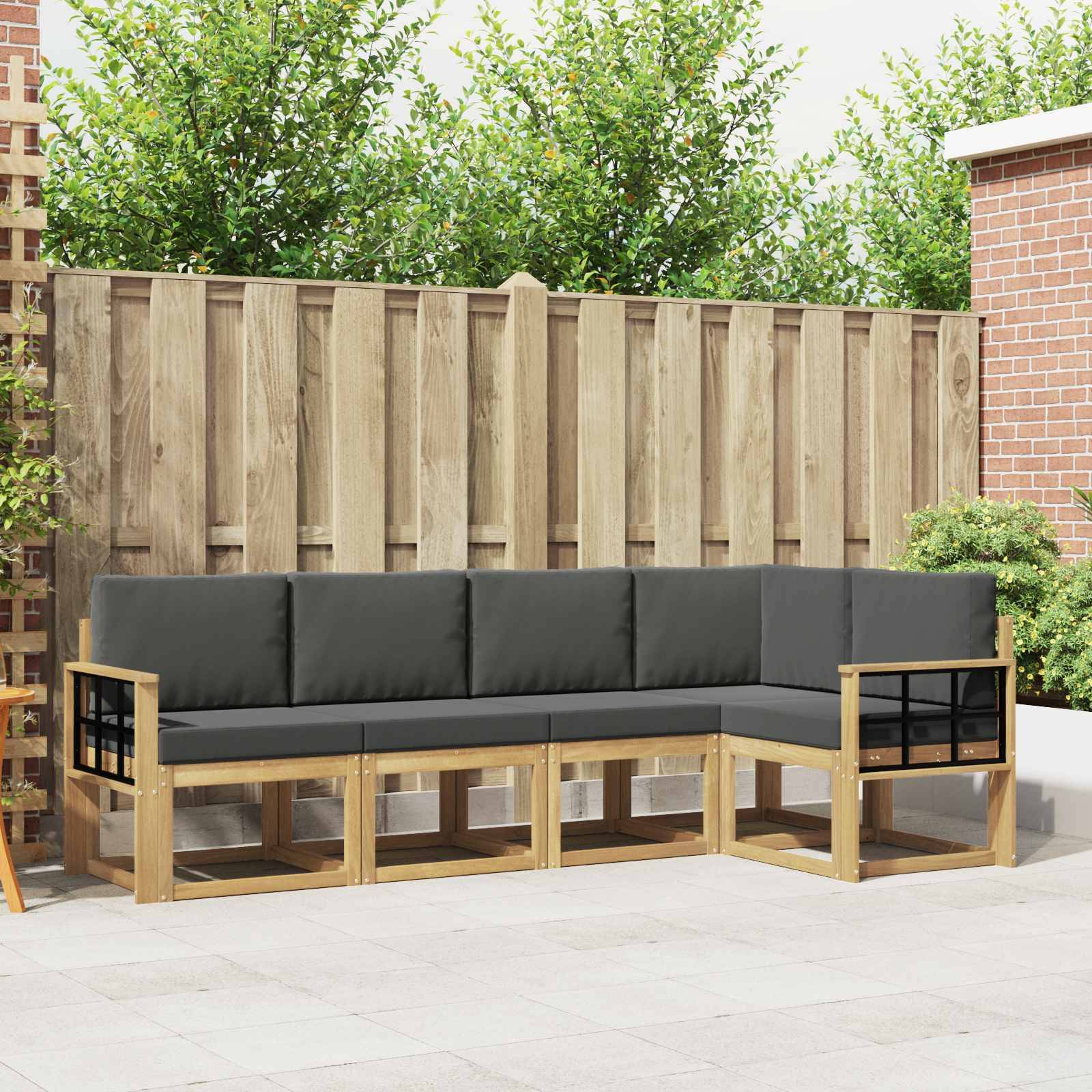 vidaXL Outdoor-Sofagarnitur mit Kissen 5 pcs Weiß und Anthrazit