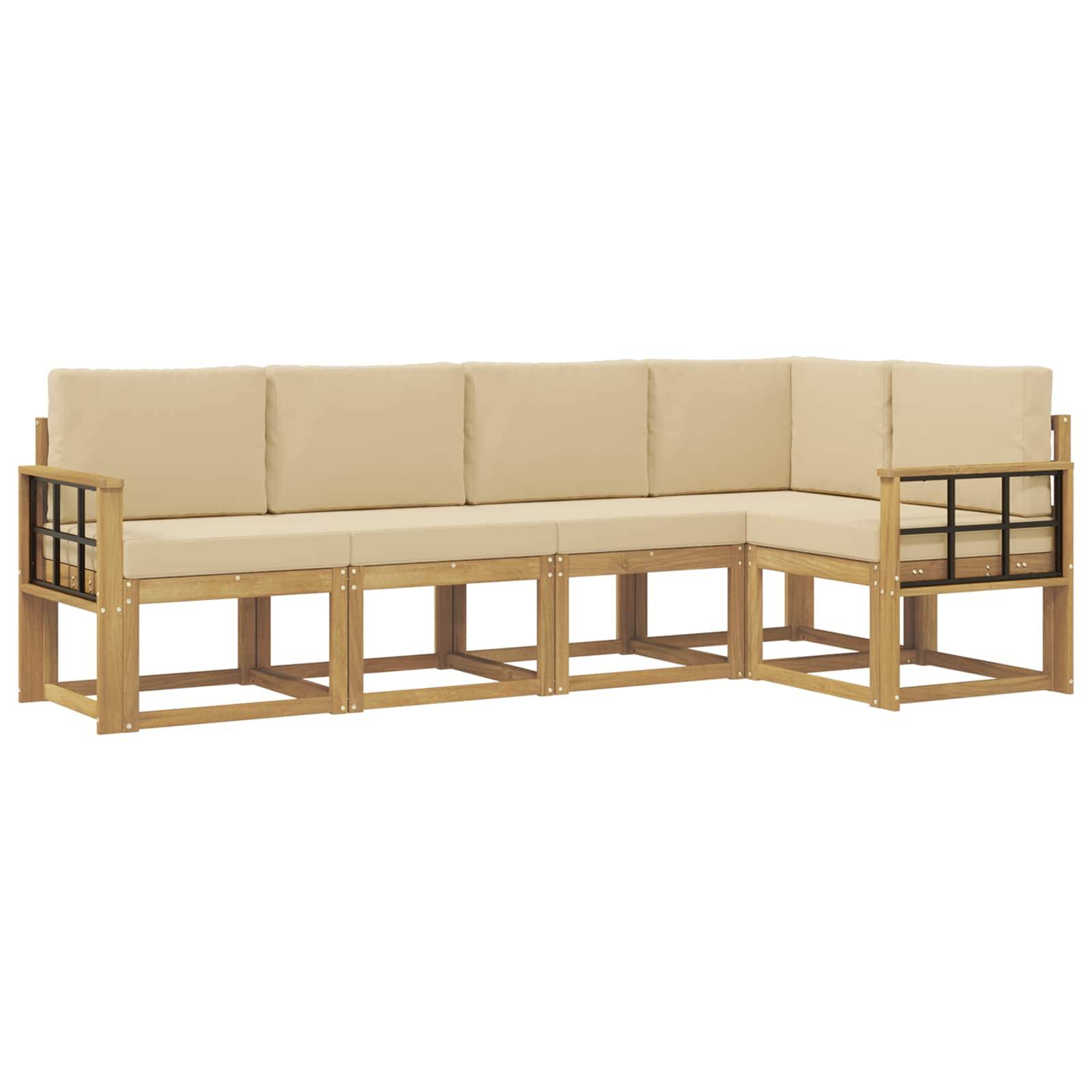 vidaXL Outdoor-Sofagarnitur mit Kissen 5 pcs Weiß und Beige