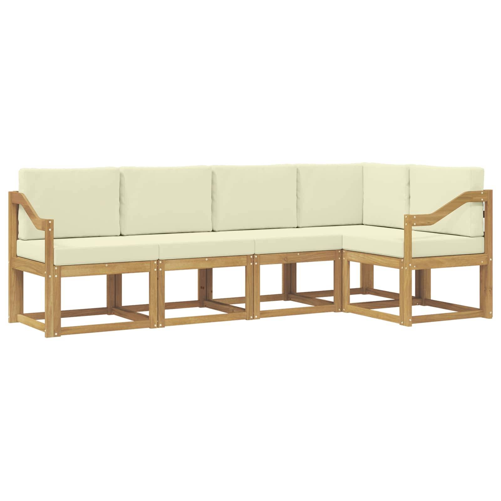 vidaXL Outdoor-Sofagarnitur mit Kissen 5 pcs Weiß und Creme