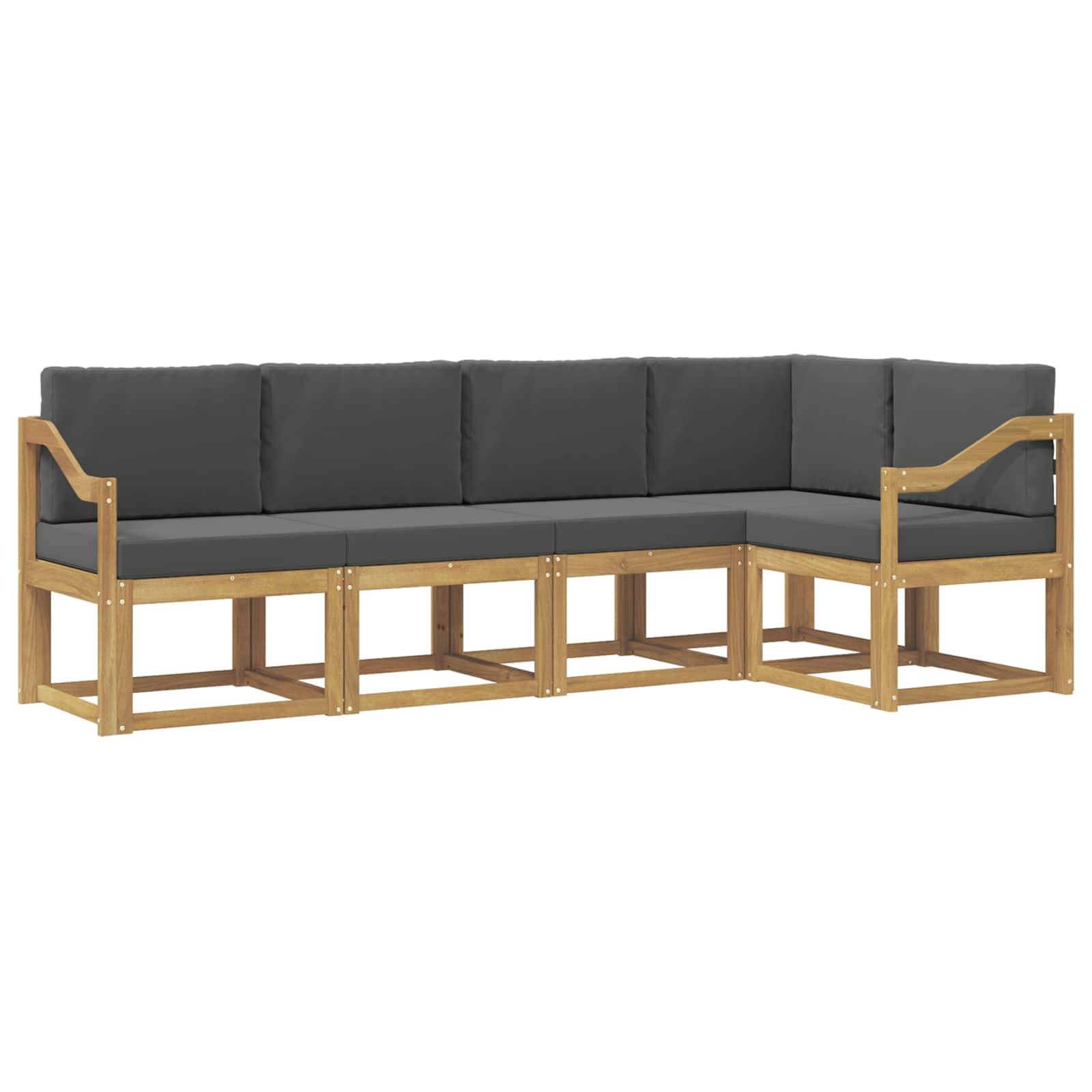 vidaXL Outdoor-Sofagarnitur mit Kissen 5 pcs Weiß und Anthrazit