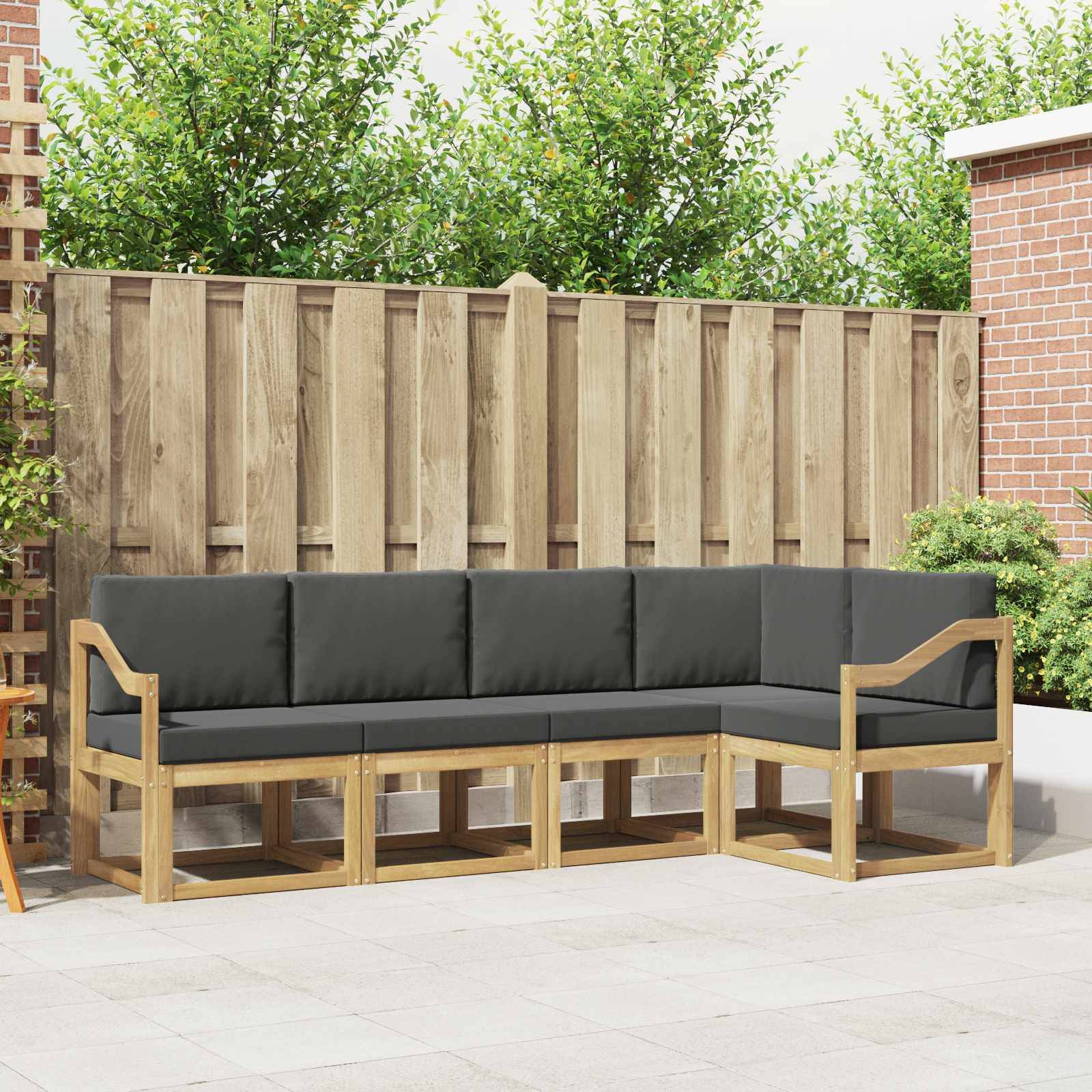 vidaXL Outdoor-Sofagarnitur mit Kissen 5 pcs Weiß und Anthrazit