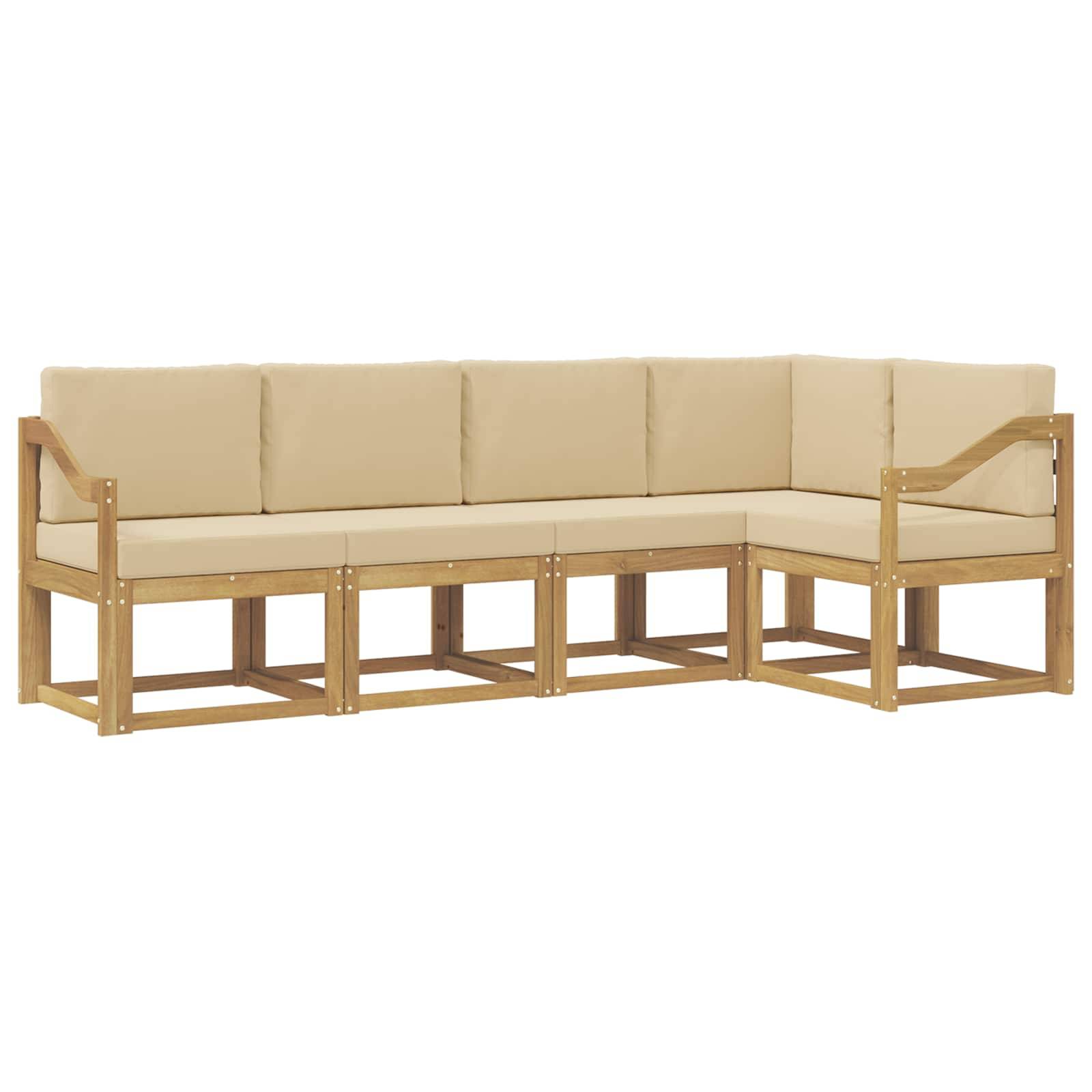 vidaXL Outdoor-Sofagarnitur mit Kissen 5 pcs Weiß und Beige