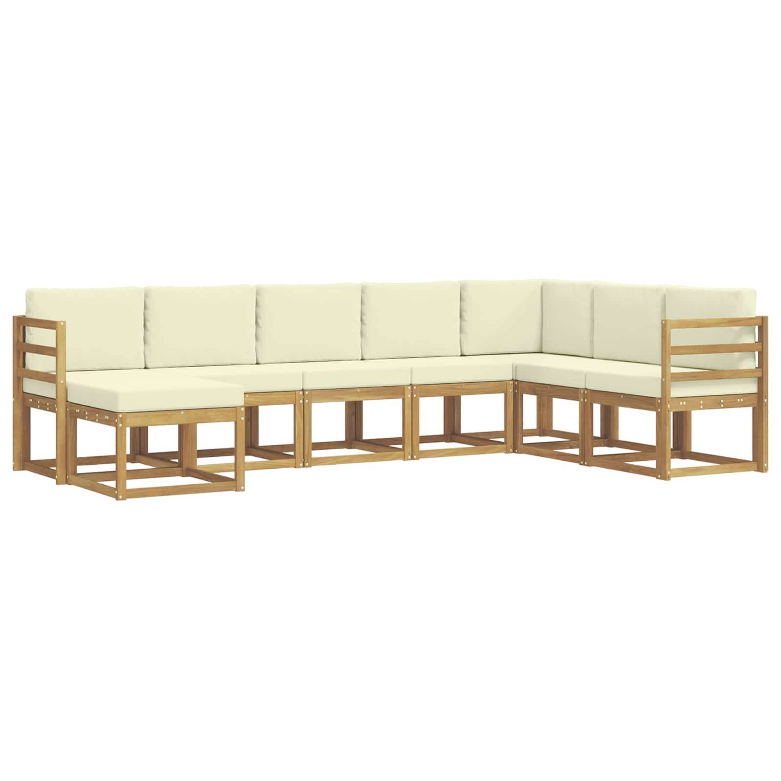 vidaXL Outdoor-Sofagarnitur mit Kissen 8 pcs Weiß und Creme