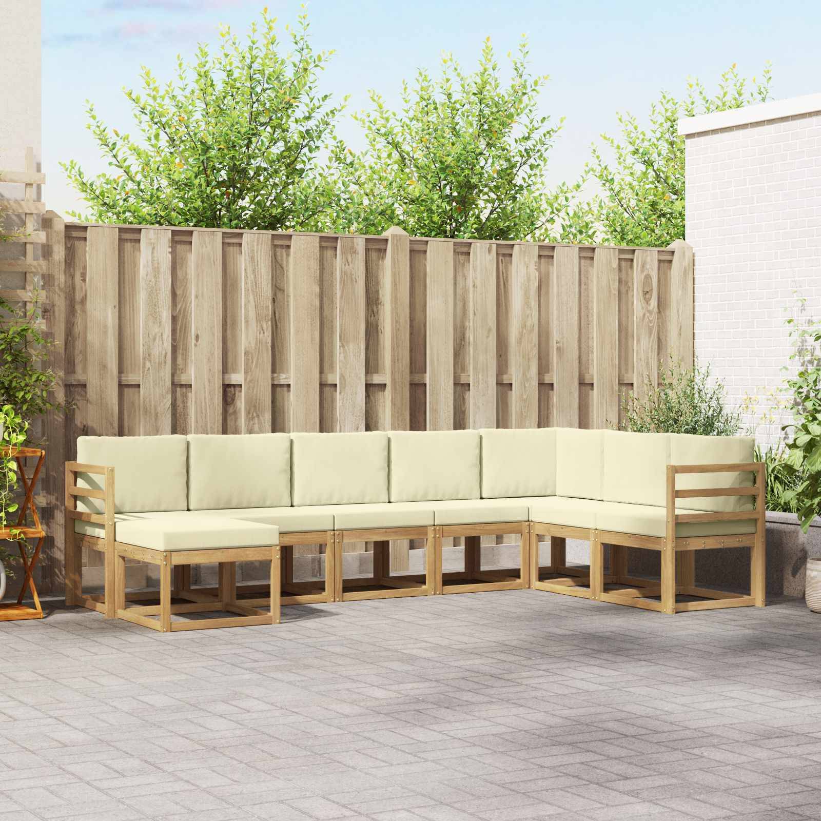 vidaXL Outdoor-Sofagarnitur mit Kissen 8 pcs Weiß und Creme