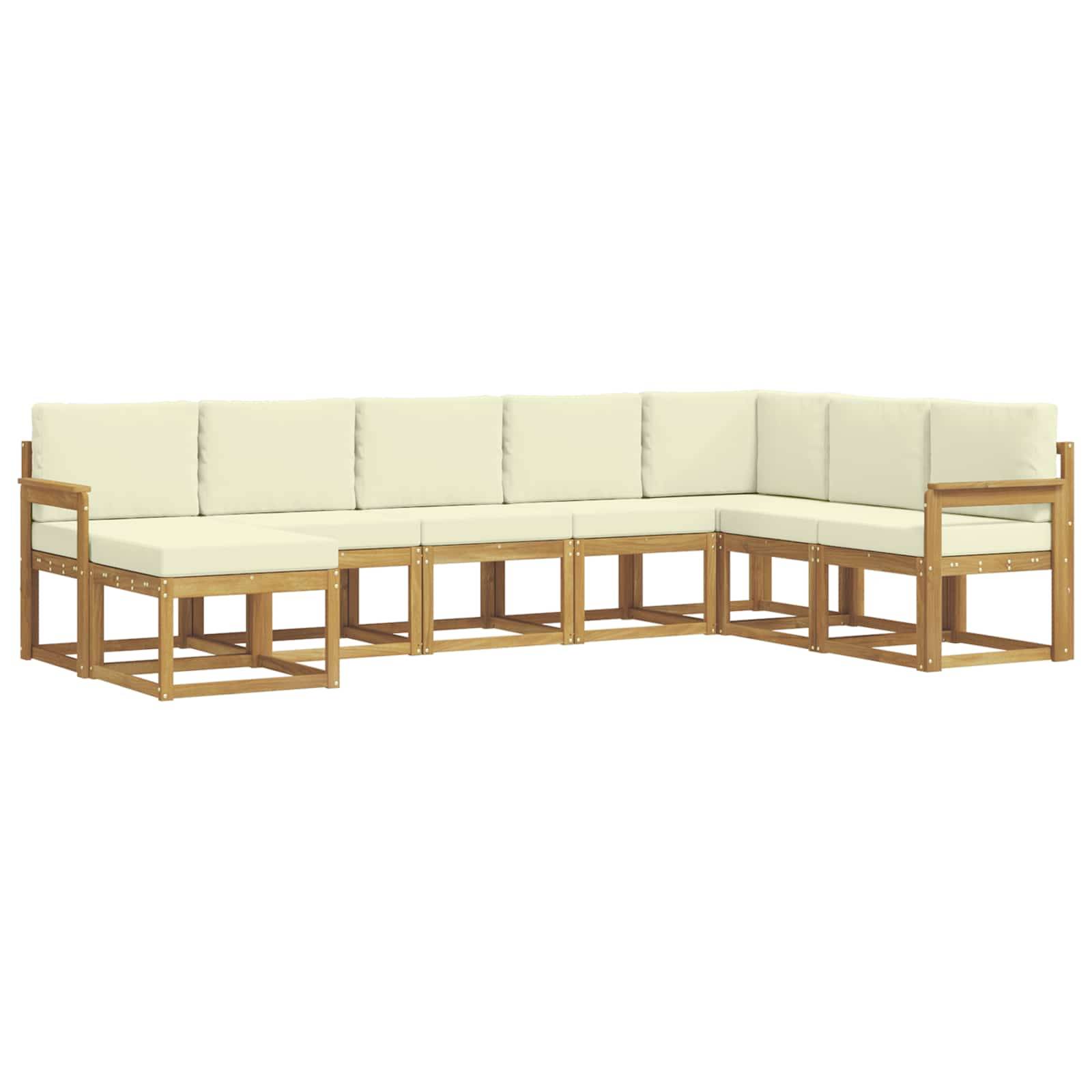 vidaXL Outdoor-Sofagarnitur mit Kissen 8 pcs Weiß und Creme