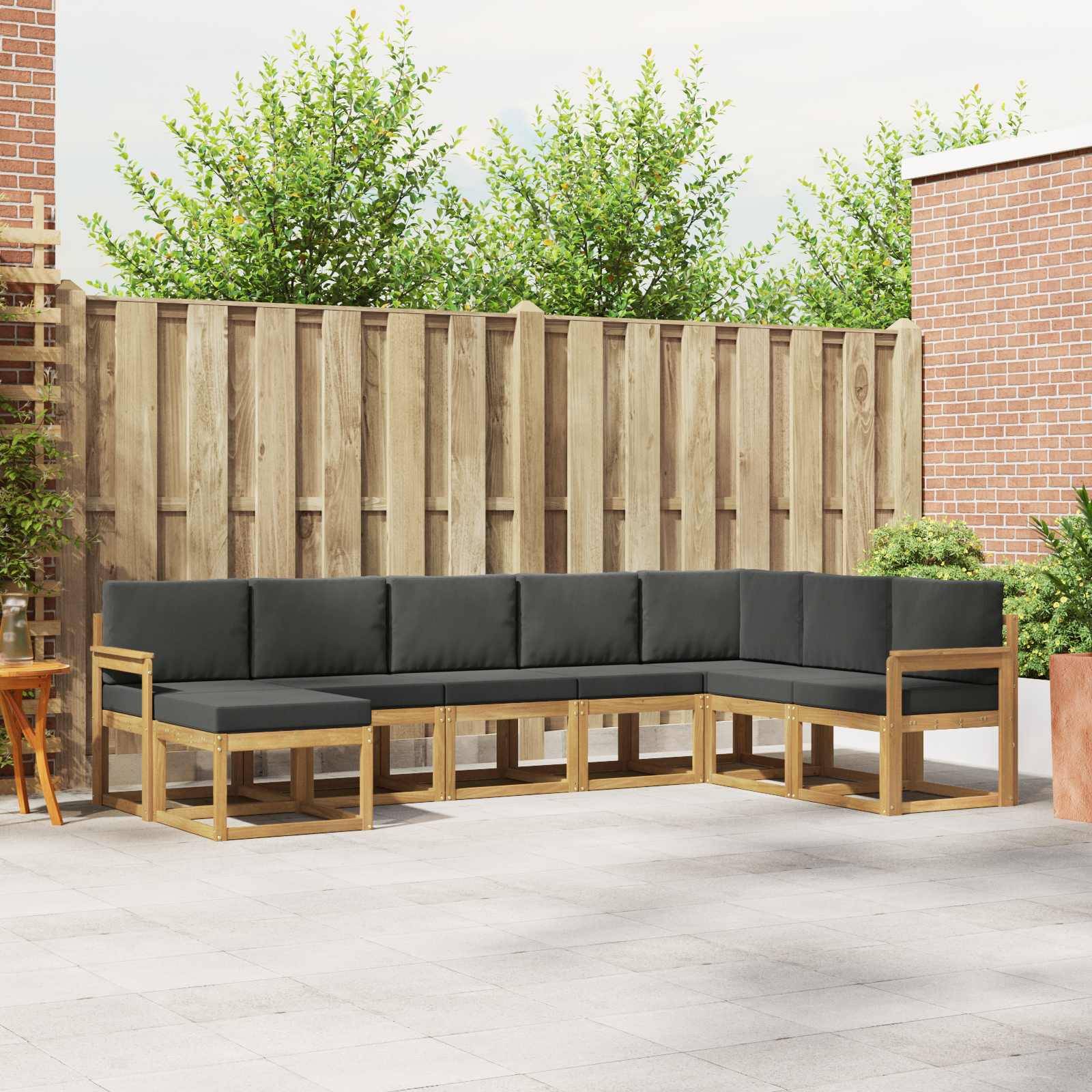 vidaXL Outdoor-Sofagarnitur mit Kissen 8 pcs Weiß und Anthrazit