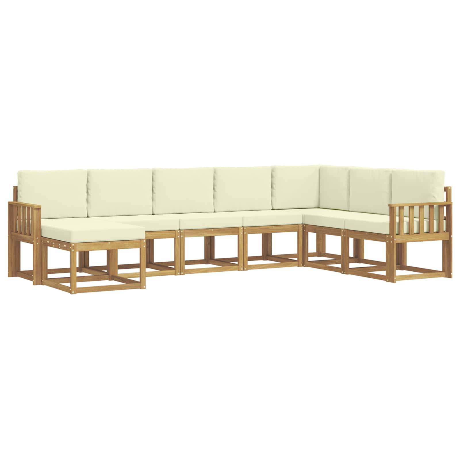 vidaXL Outdoor-Sofagarnitur mit Kissen 8 pcs Weiß und Creme