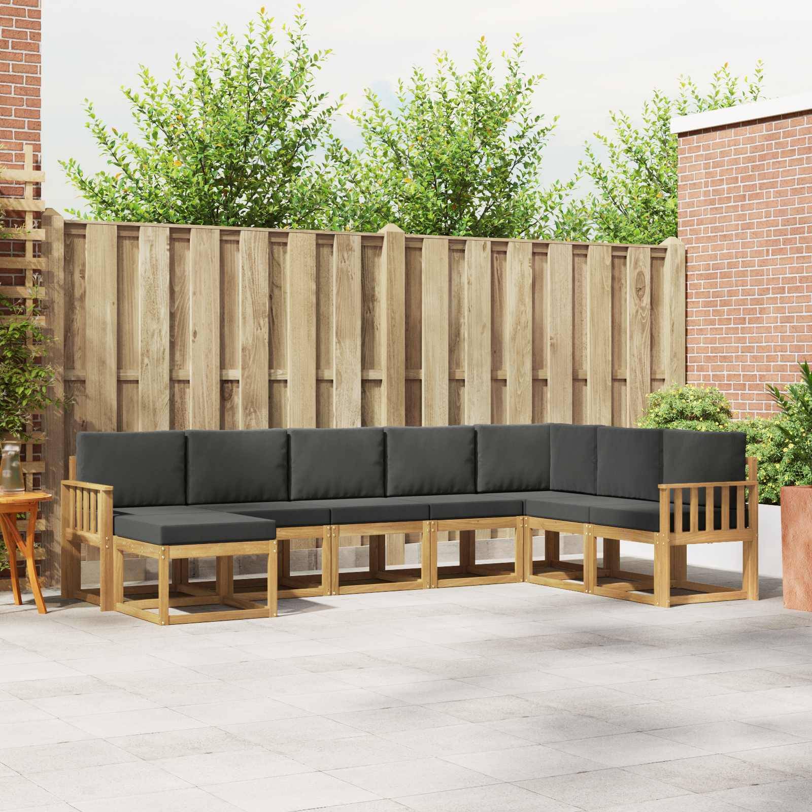 vidaXL Outdoor-Sofagarnitur mit Kissen 8 pcs Weiß und Anthrazit