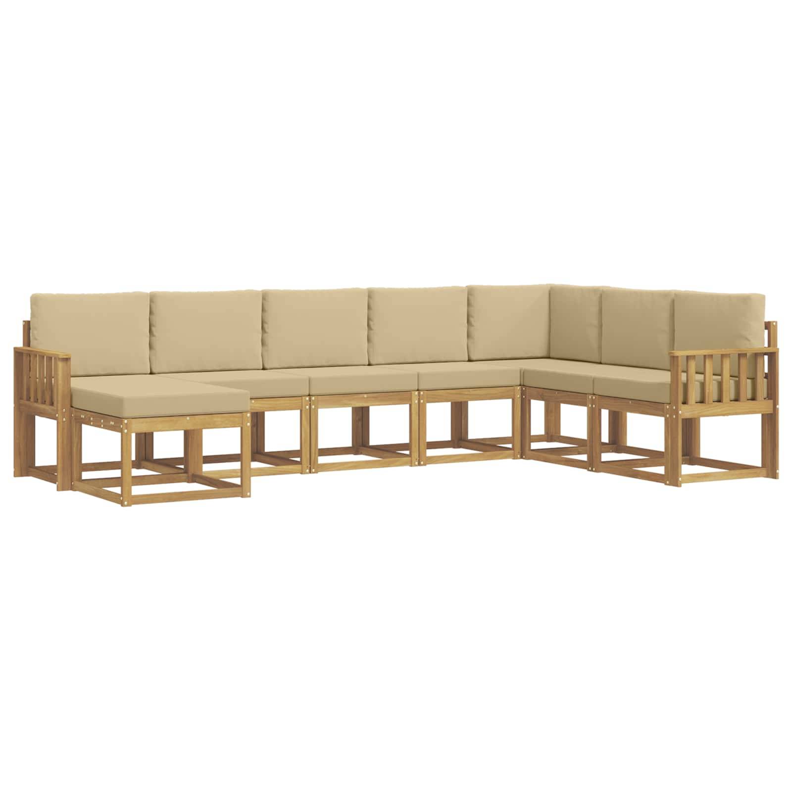 vidaXL Outdoor-Sofagarnitur mit Kissen 8 pcs Weiß und Beige