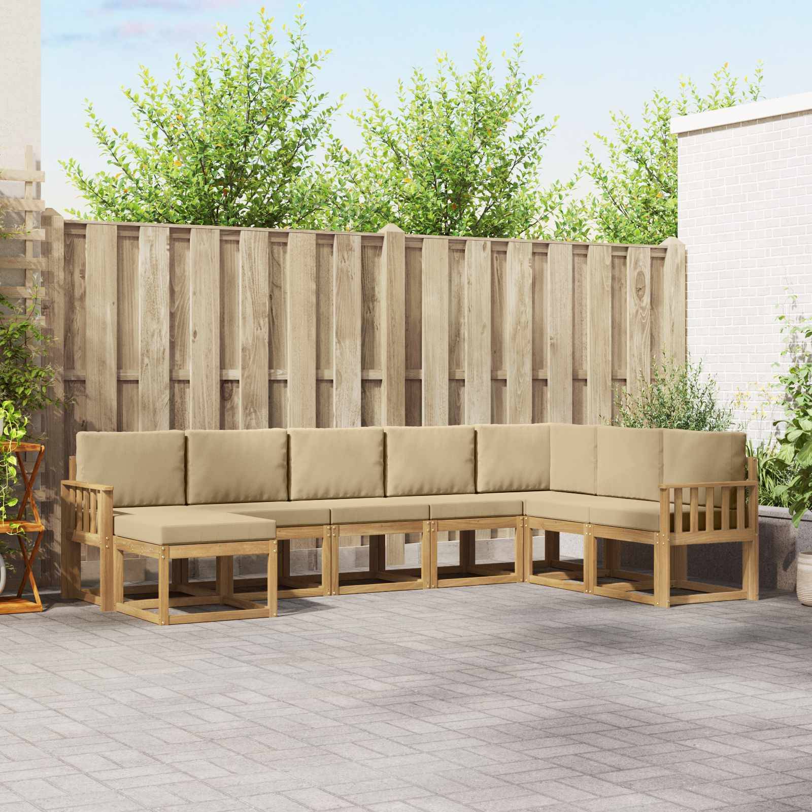 vidaXL Outdoor-Sofagarnitur mit Kissen 8 pcs Weiß und Beige