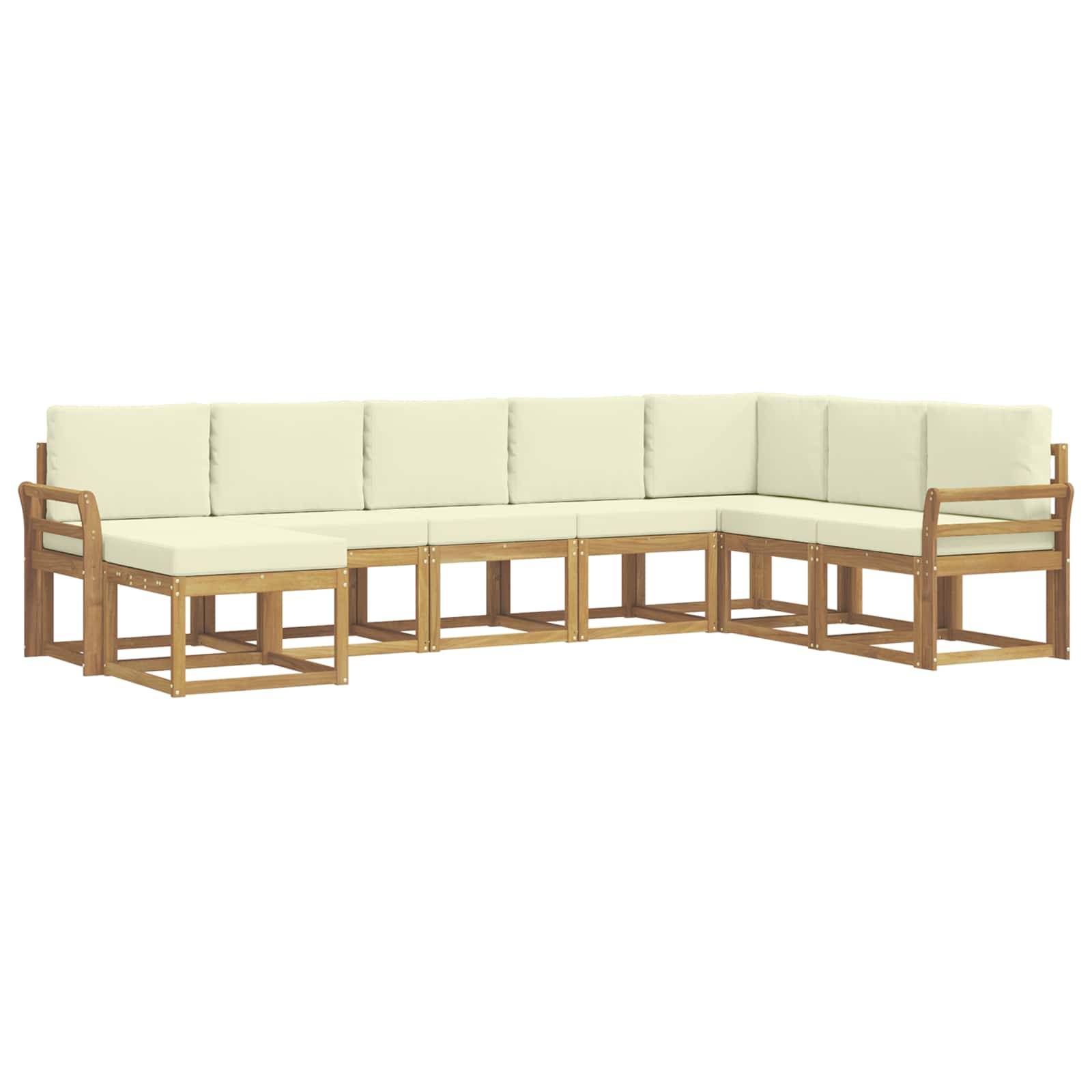 vidaXL Outdoor-Sofagarnitur mit Kissen 8 pcs Weiß und Creme