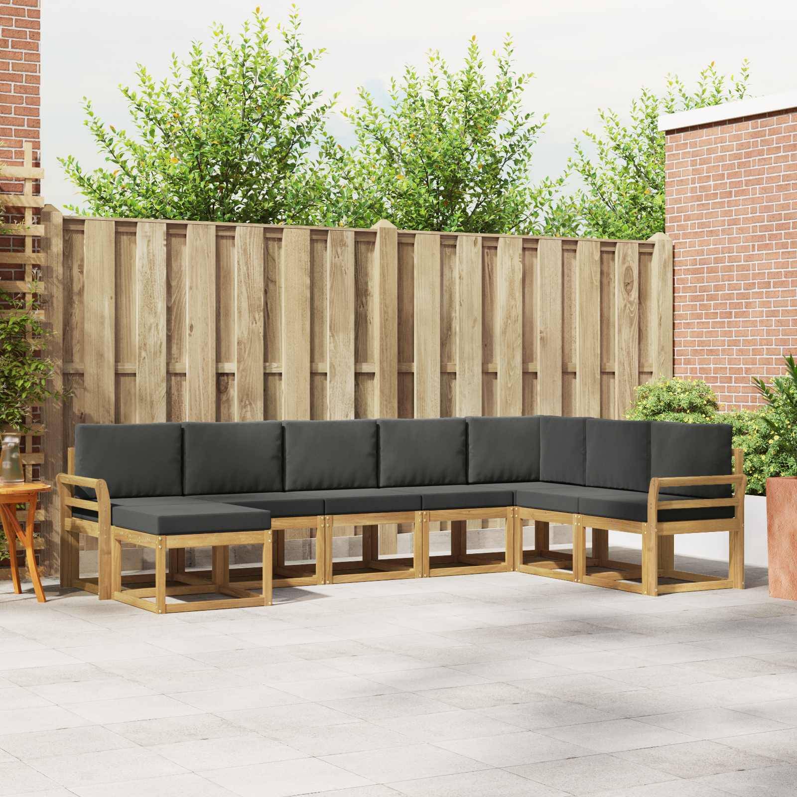 vidaXL Outdoor-Sofagarnitur mit Kissen 8 pcs Weiß und Anthrazit