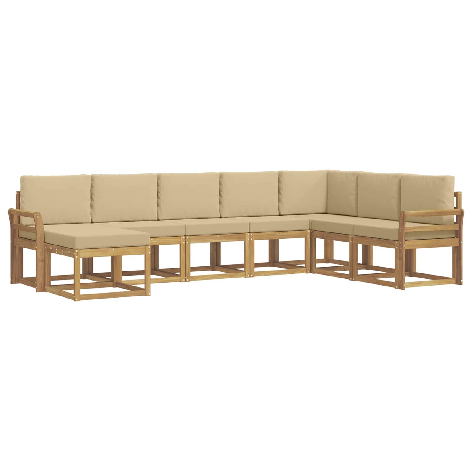 vidaXL Outdoor-Sofagarnitur mit Kissen 8 pcs Weiß und Beige
