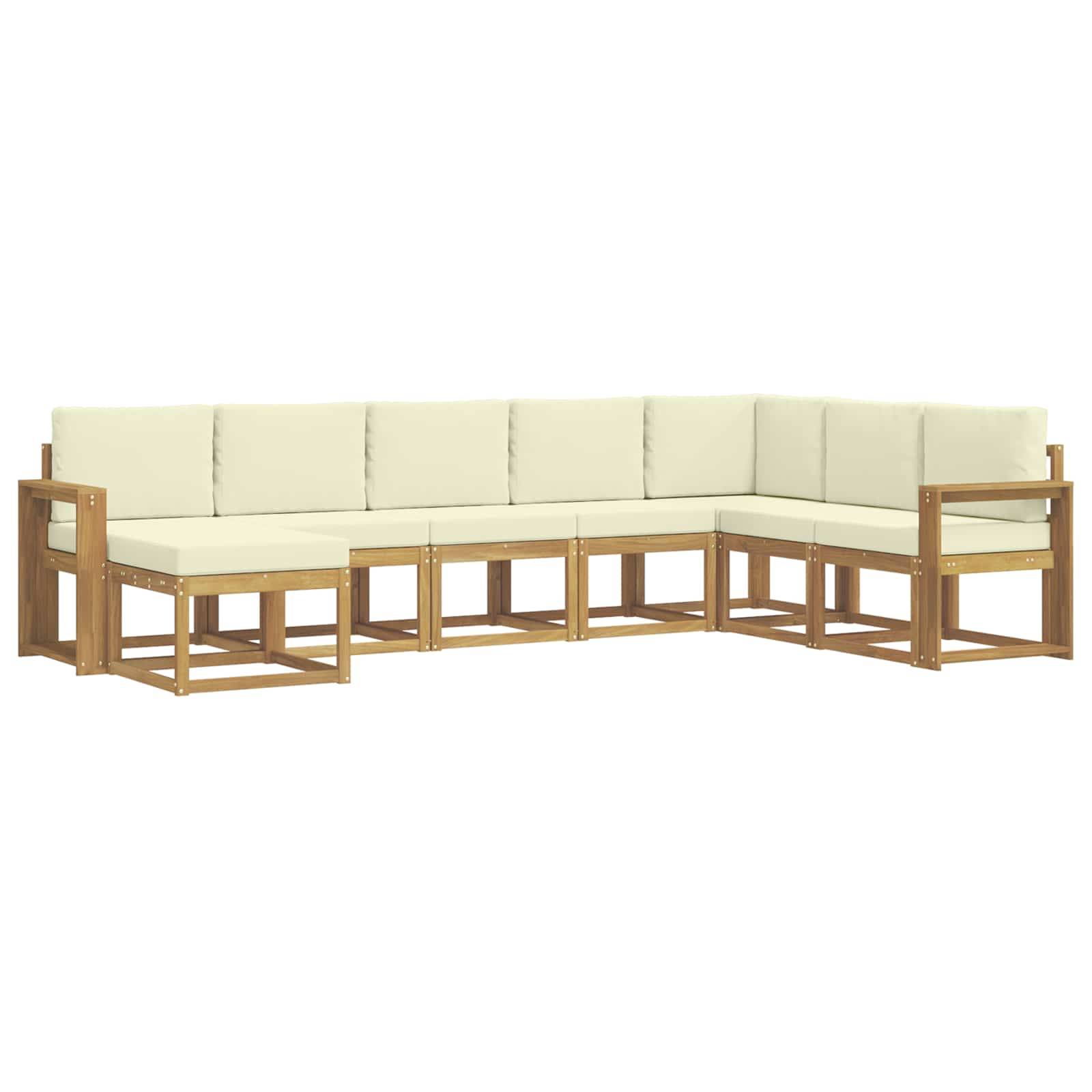 vidaXL Outdoor-Sofagarnitur mit Kissen 8 pcs Weiß und Creme