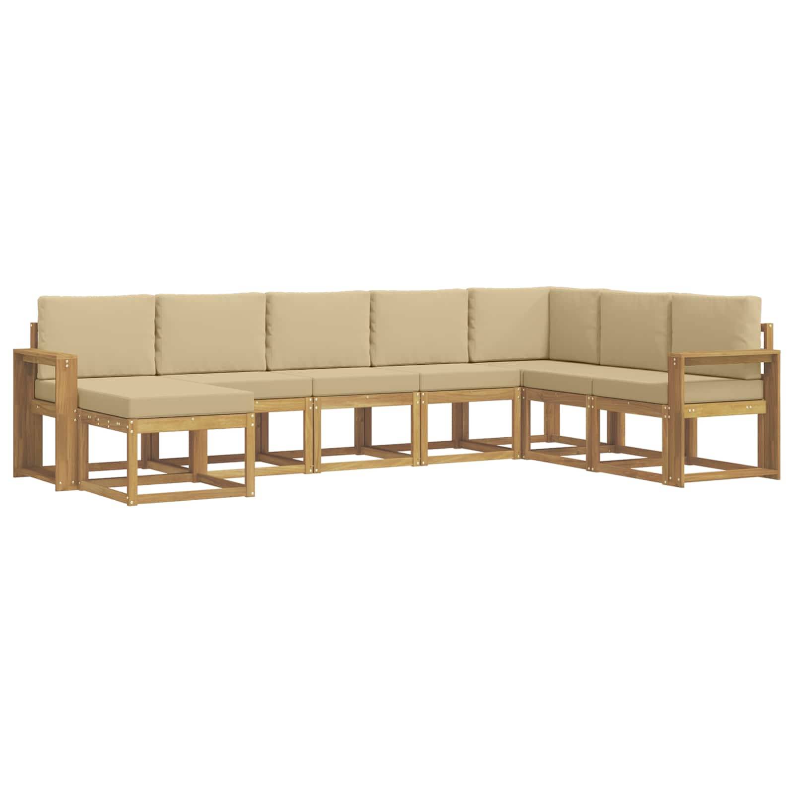 vidaXL Outdoor-Sofagarnitur mit Kissen 8 pcs Weiß und Beige