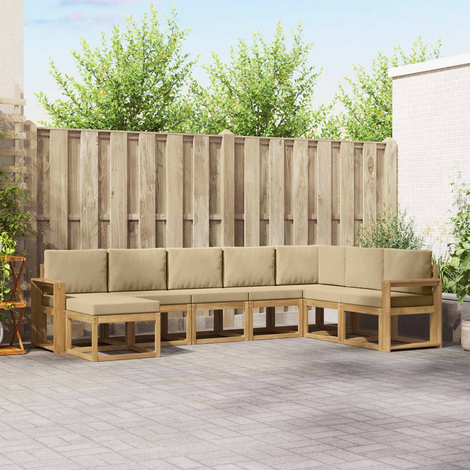 vidaXL Outdoor-Sofagarnitur mit Kissen 8 pcs Weiß und Beige