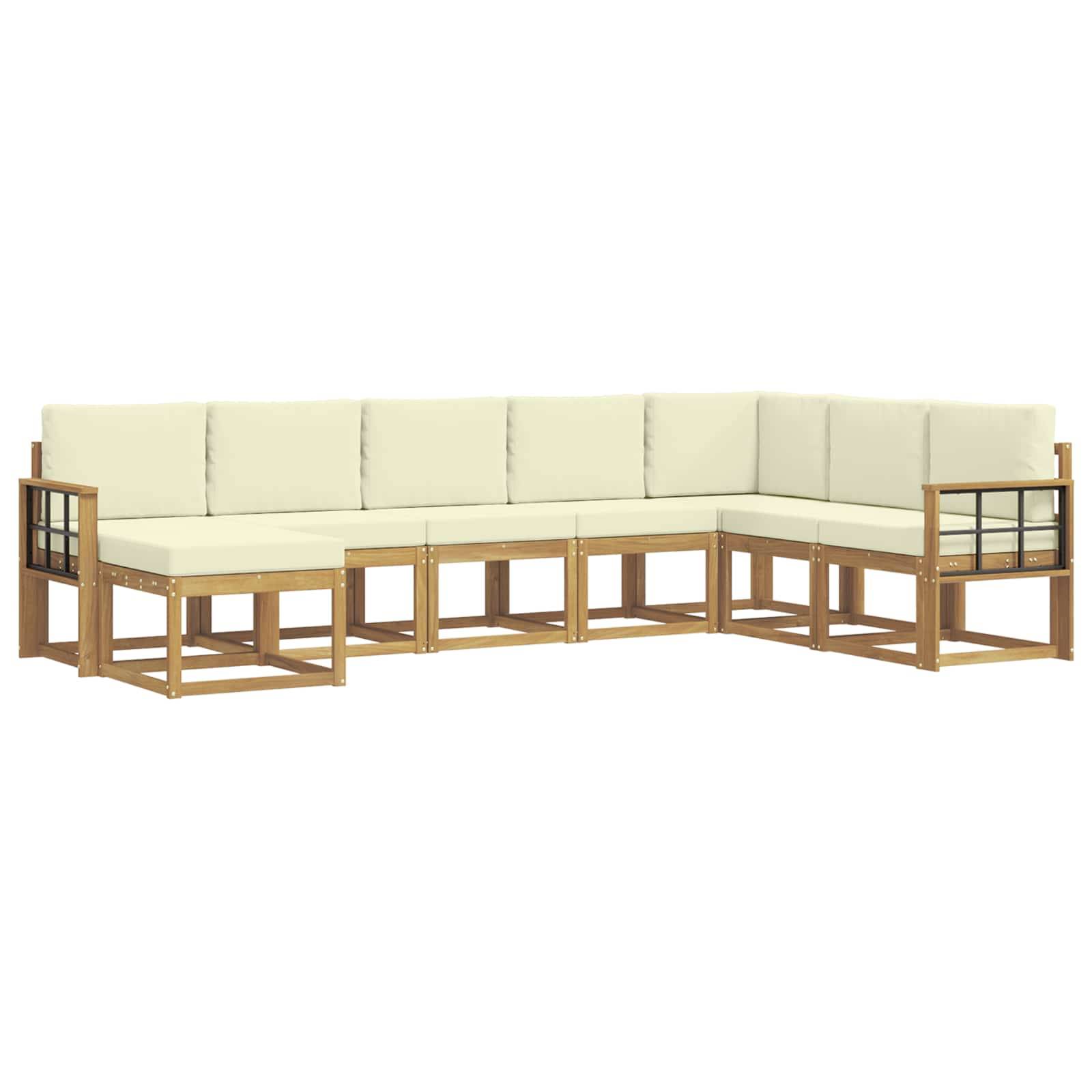vidaXL Outdoor-Sofagarnitur mit Kissen 8 pcs Weiß und Creme